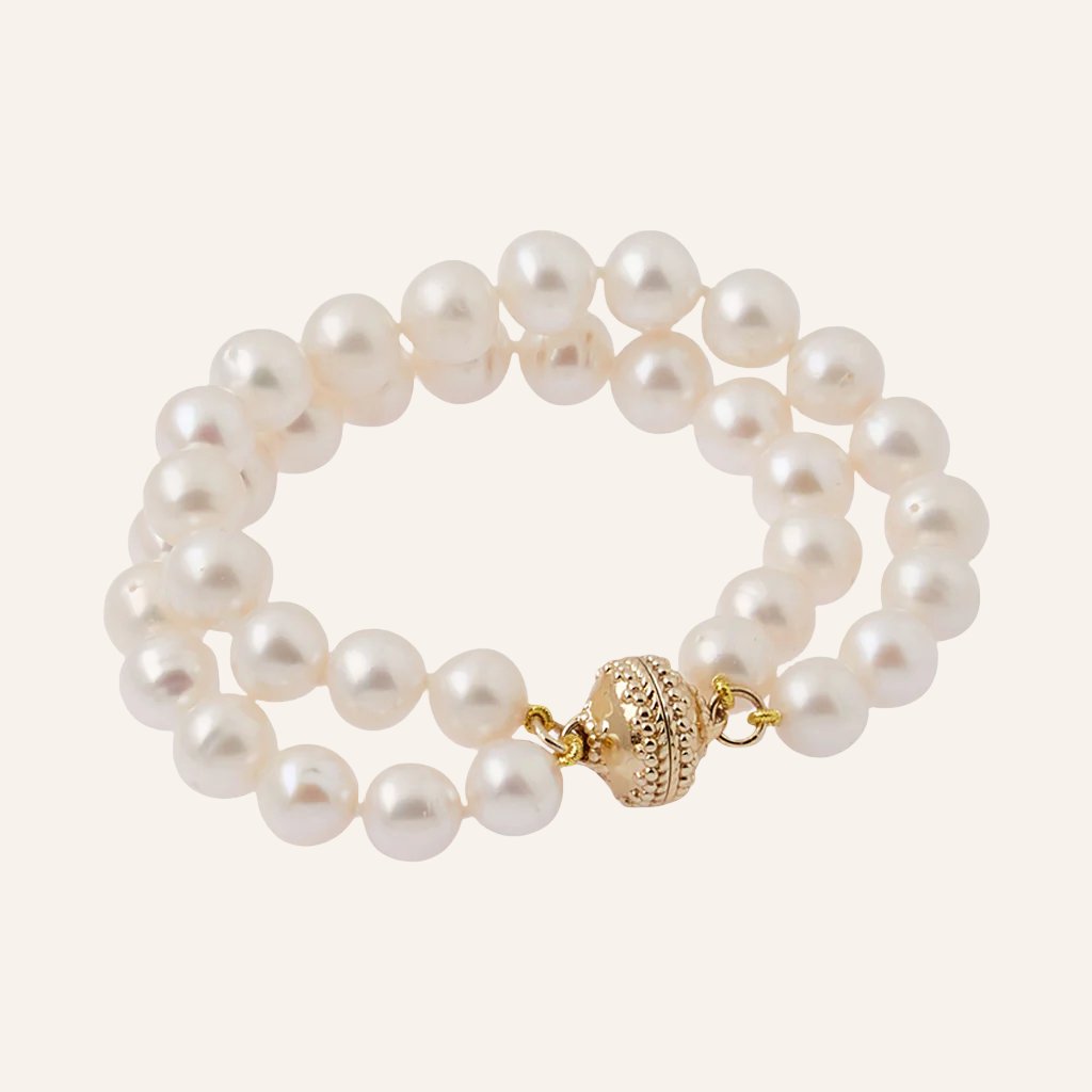 Double strand clearance pearl bracelet