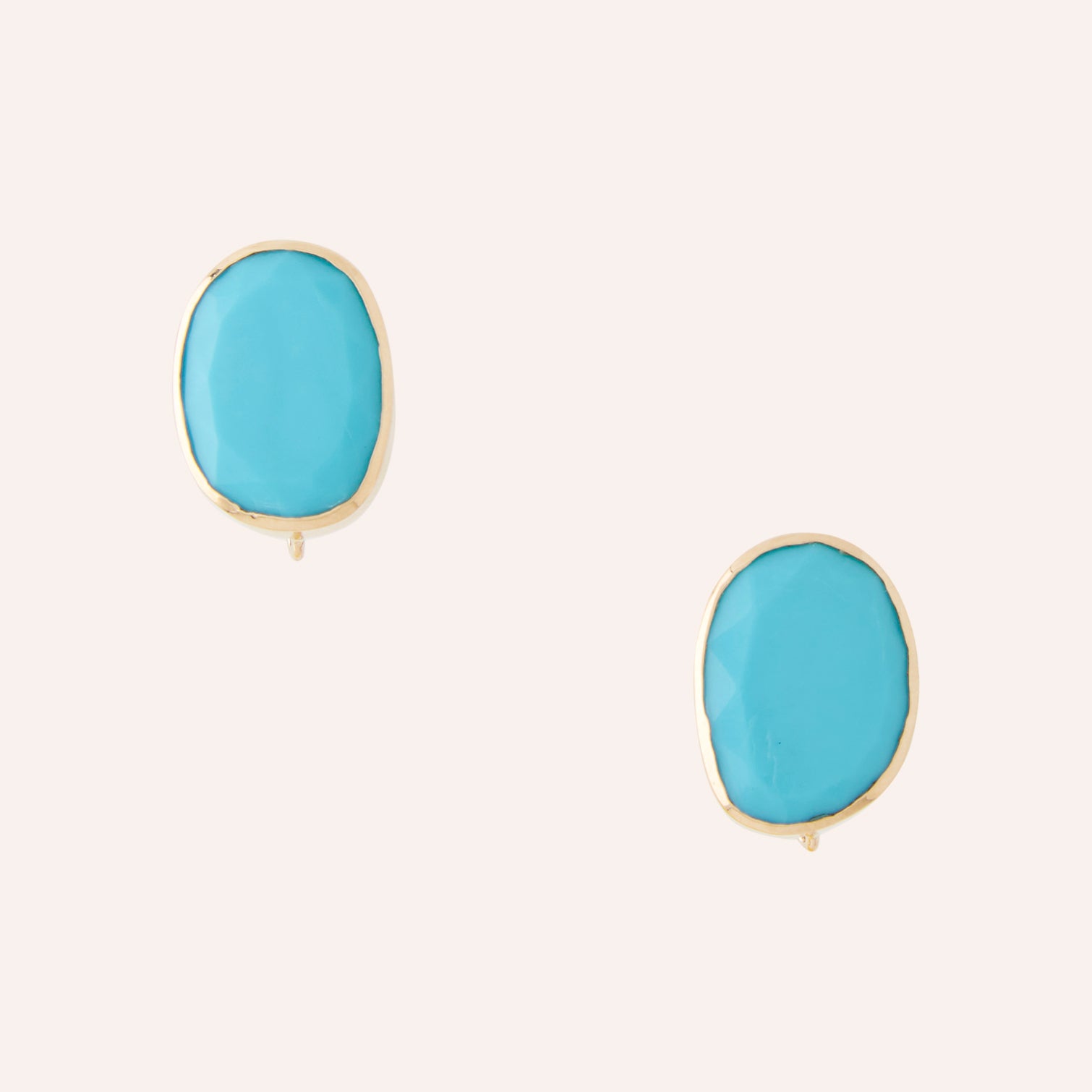 Blue Oval Turquoise Earrings