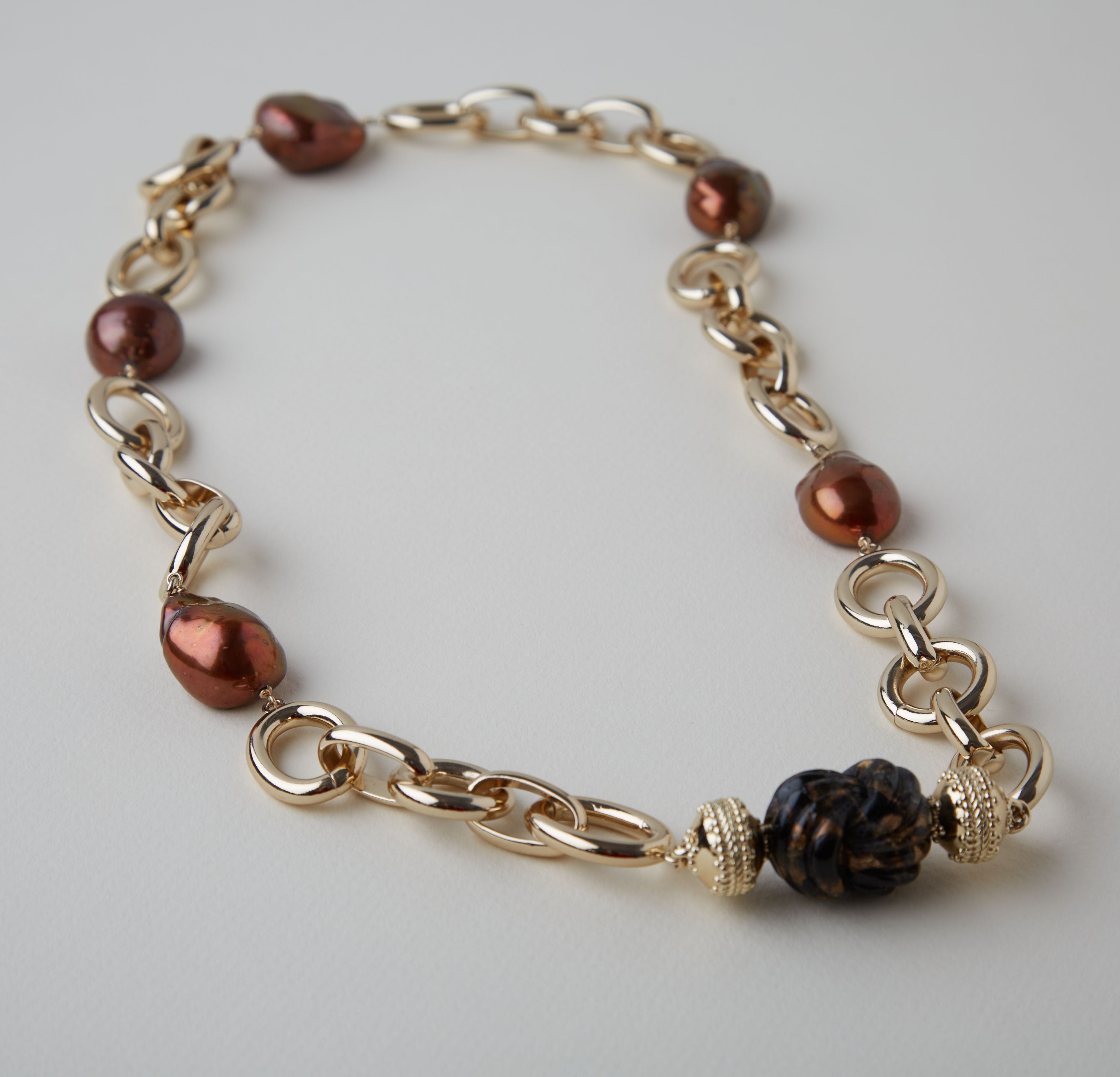 Gold Coast Necklace 2.0 with Bronze Baroque Pearls