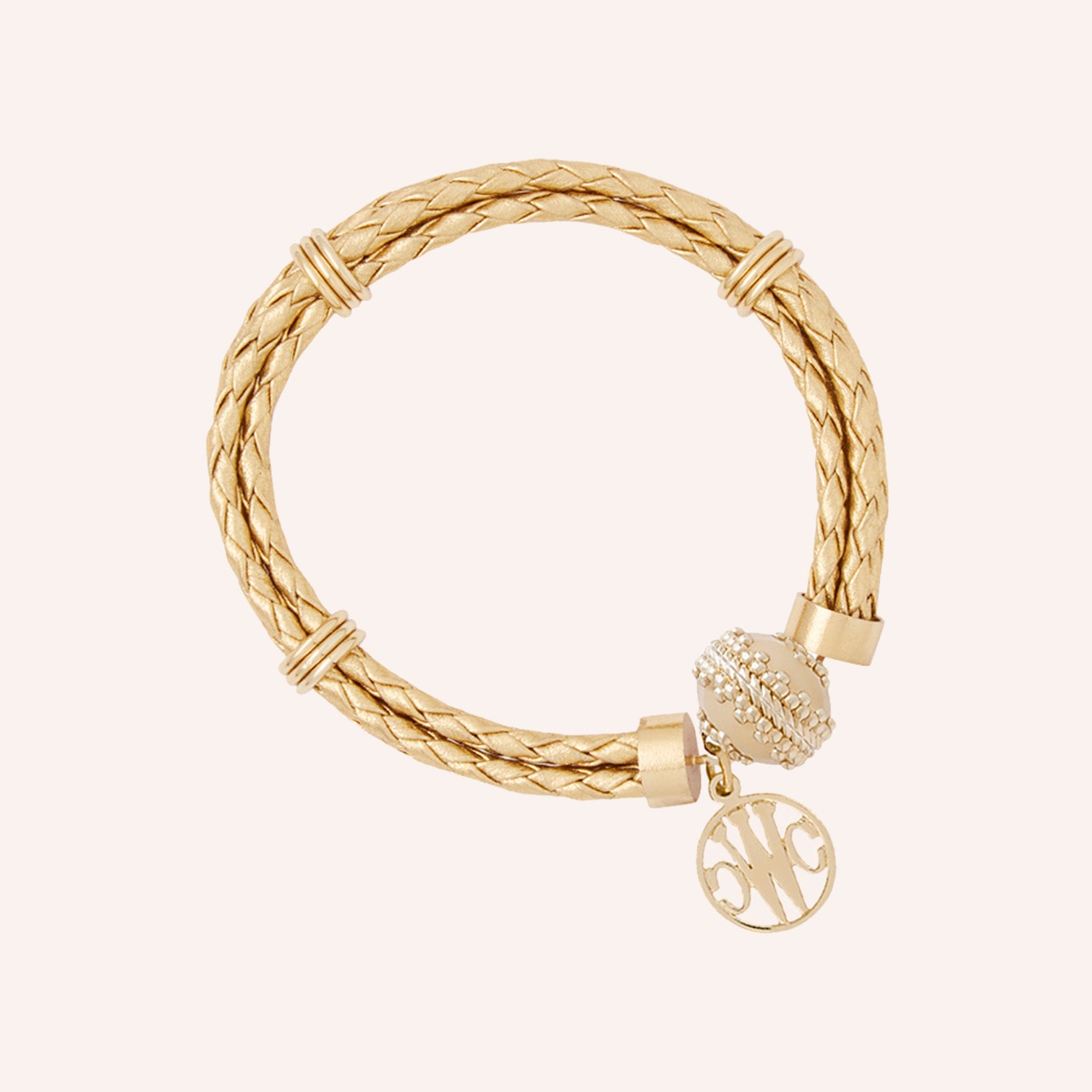 Aspen Braided Leather Gold Bracelet