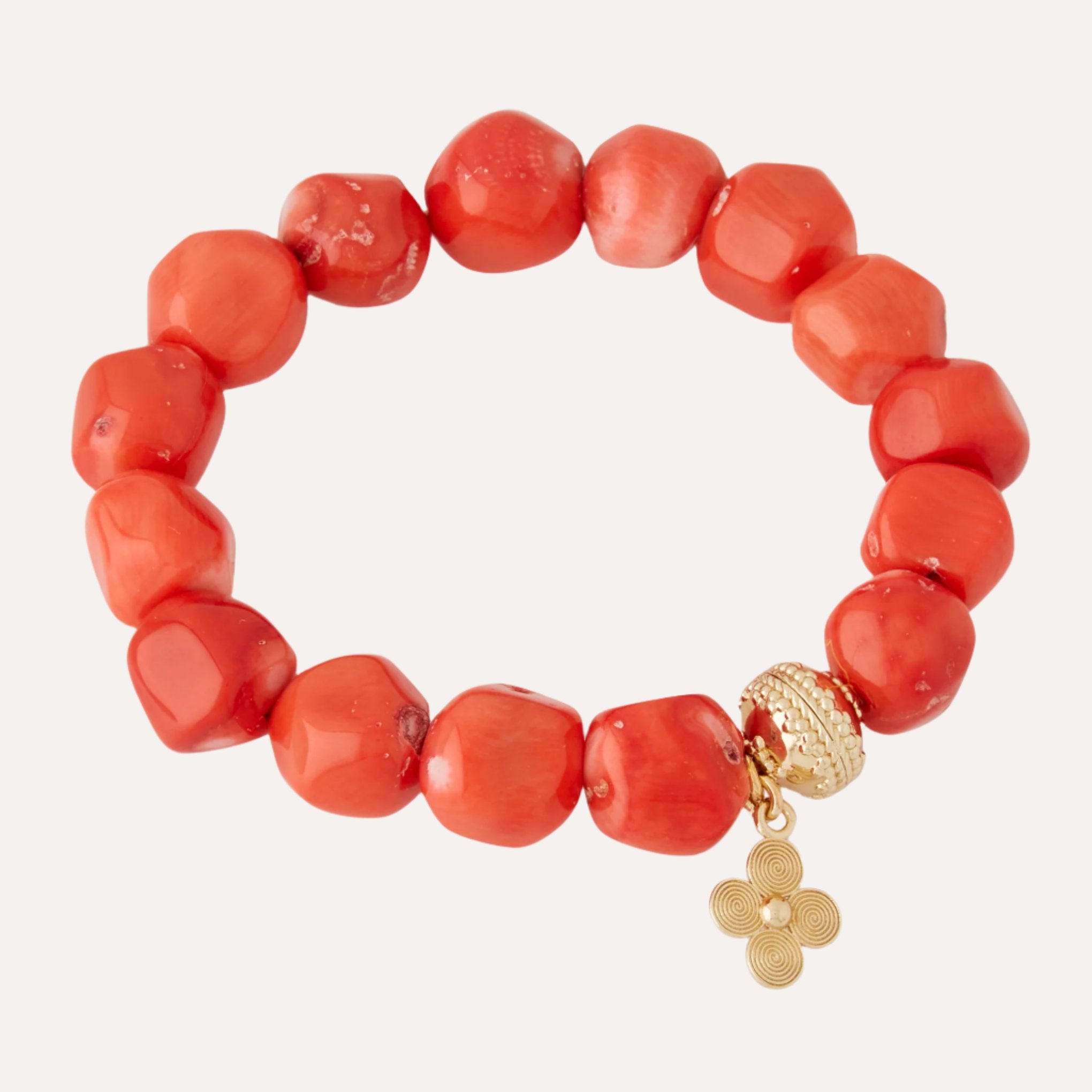 Dyed Pink Coral Stretch Bracelet