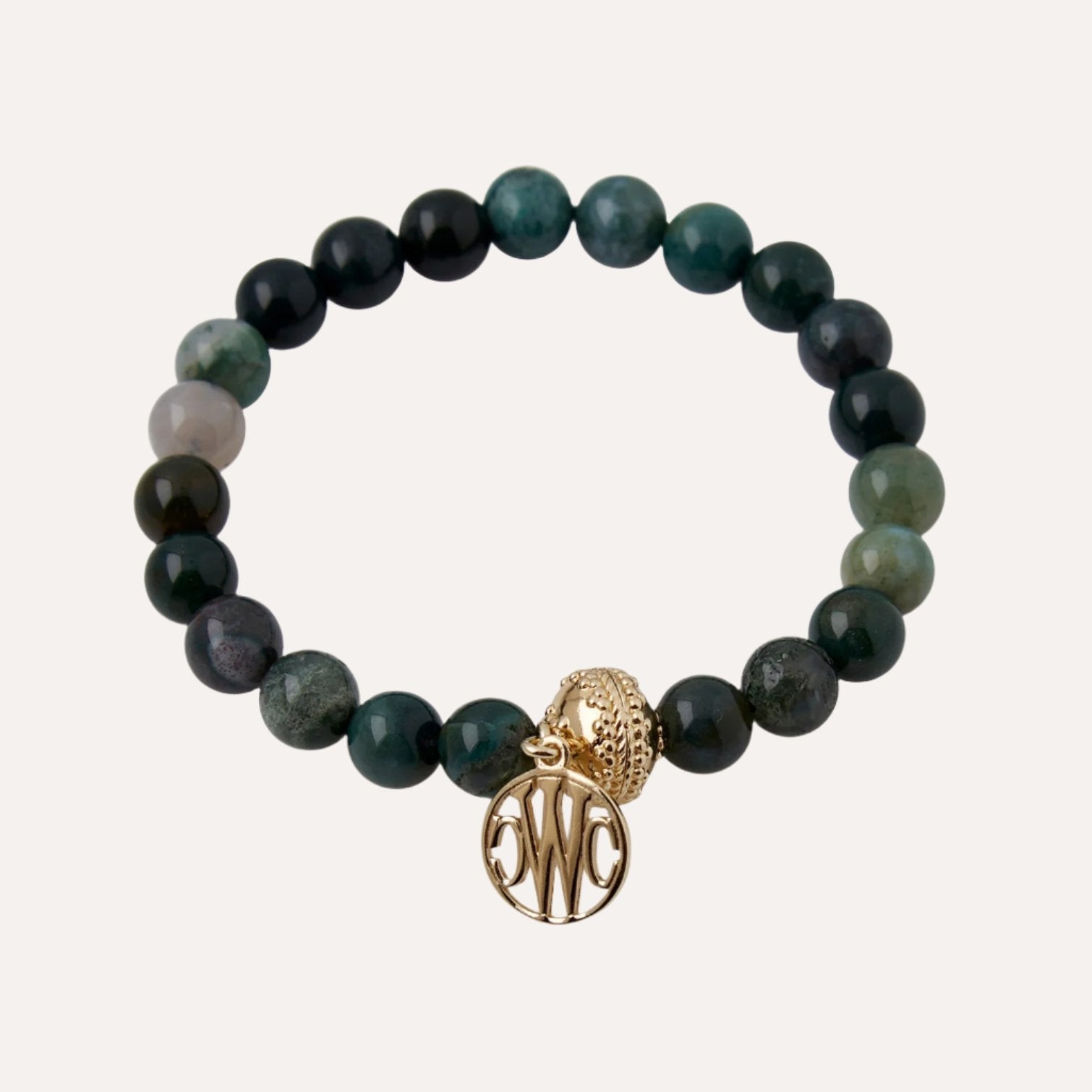 Victoire Moss Agate 8mm Stretch Bracelet