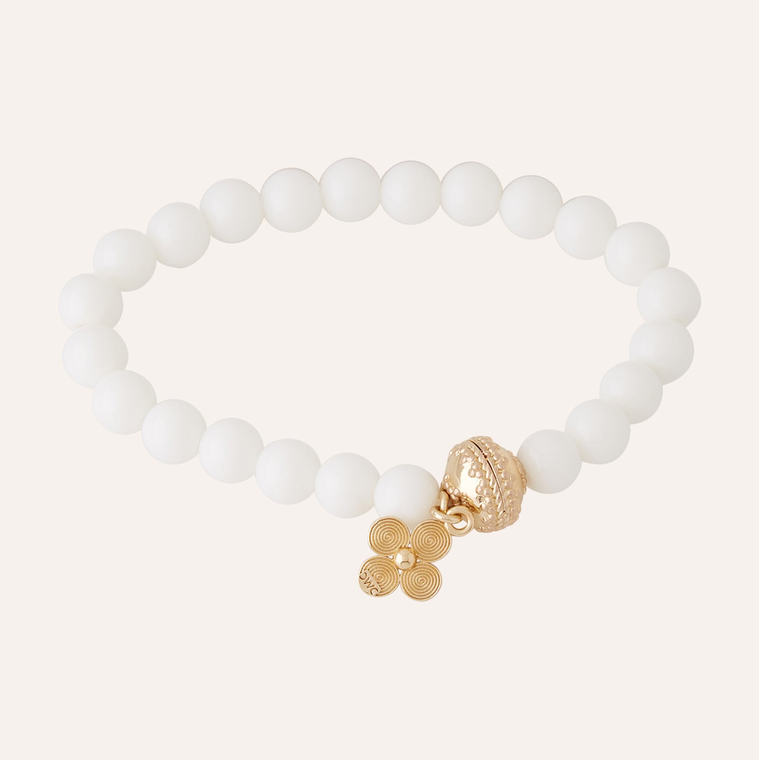 Victoire 8mm White Agate Stretch Bracelet