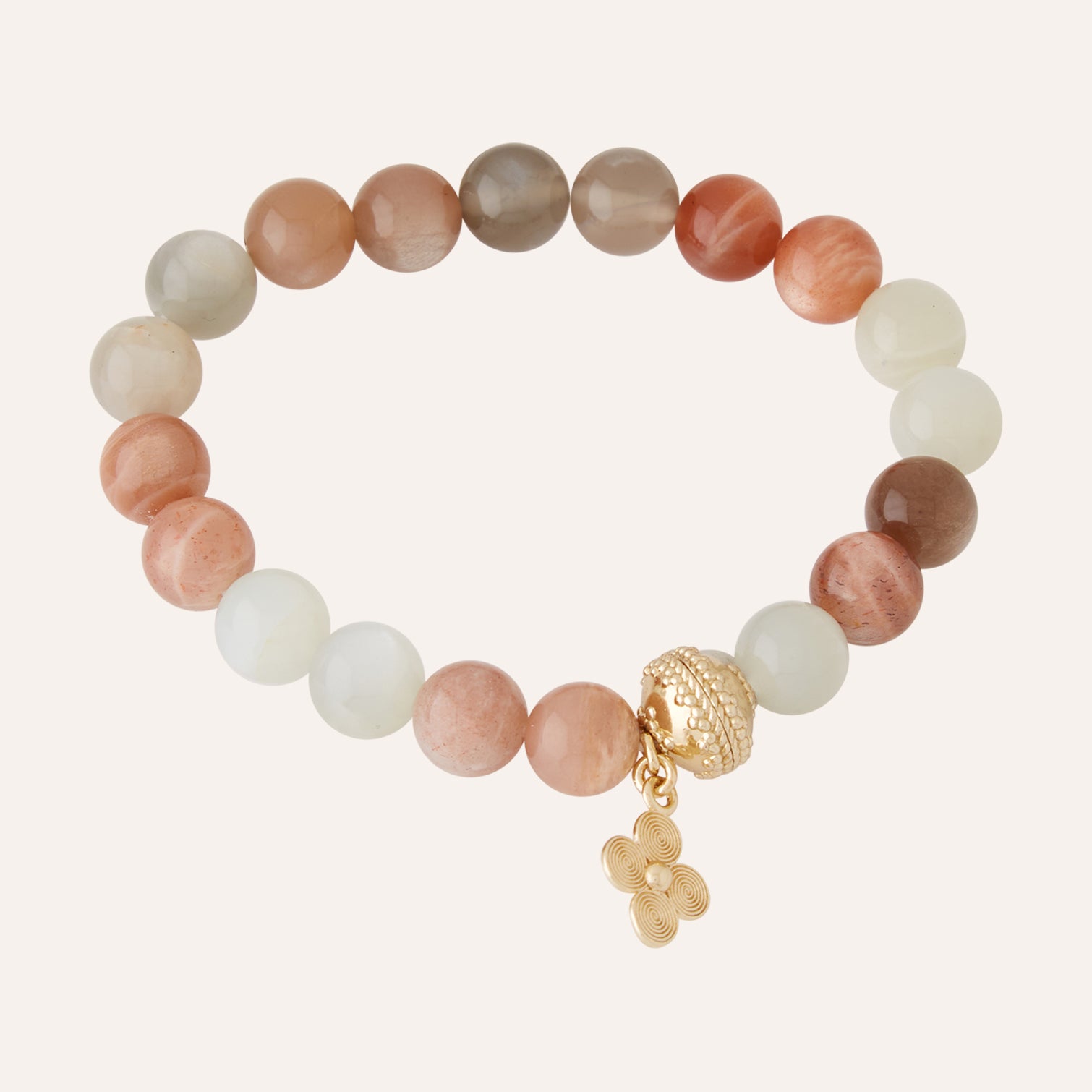 Victoire 10mm Earthtone Mixed Stone Stretch Bracelet