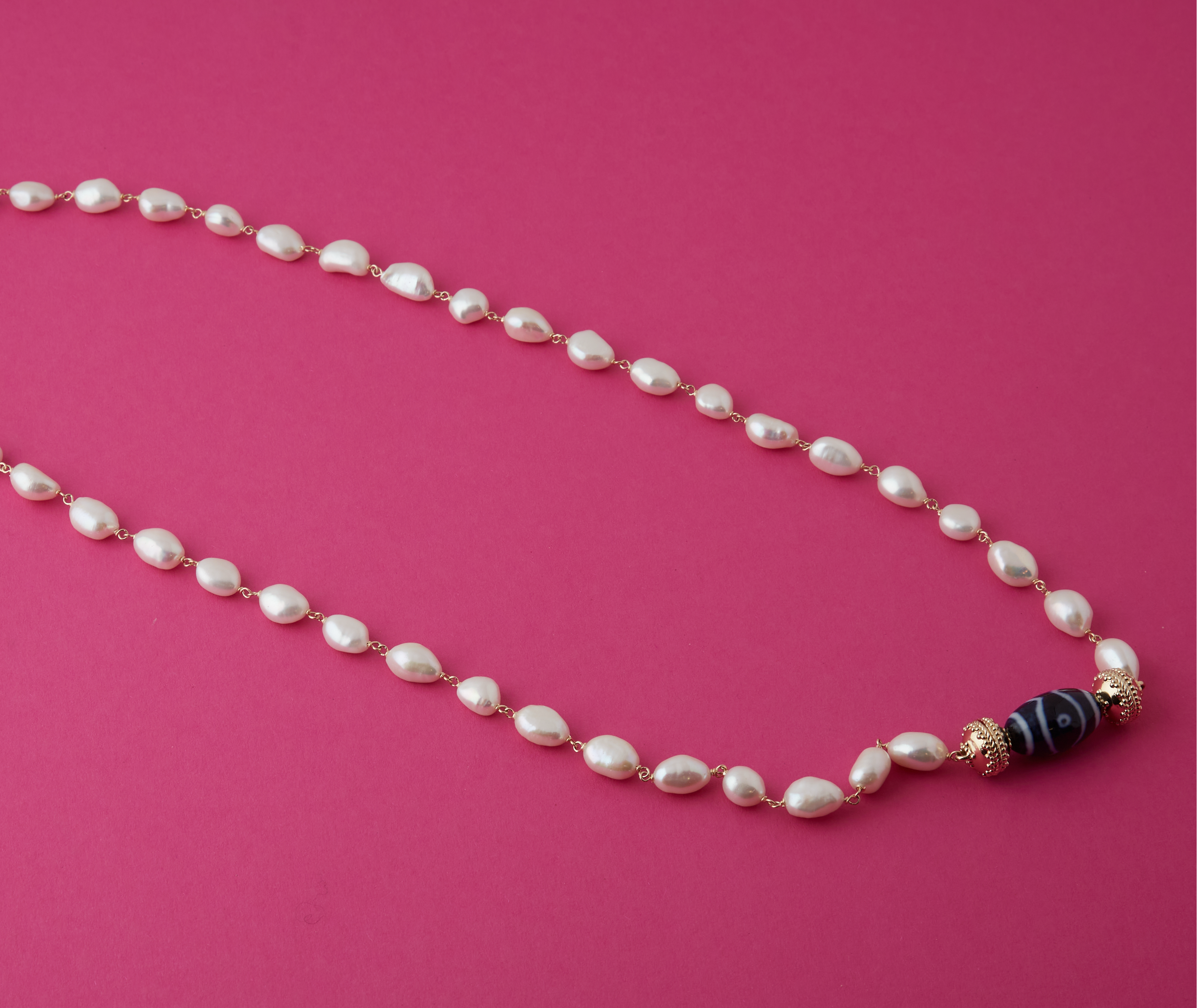 Caspian Freshwater White Baroque Pearl Necklace