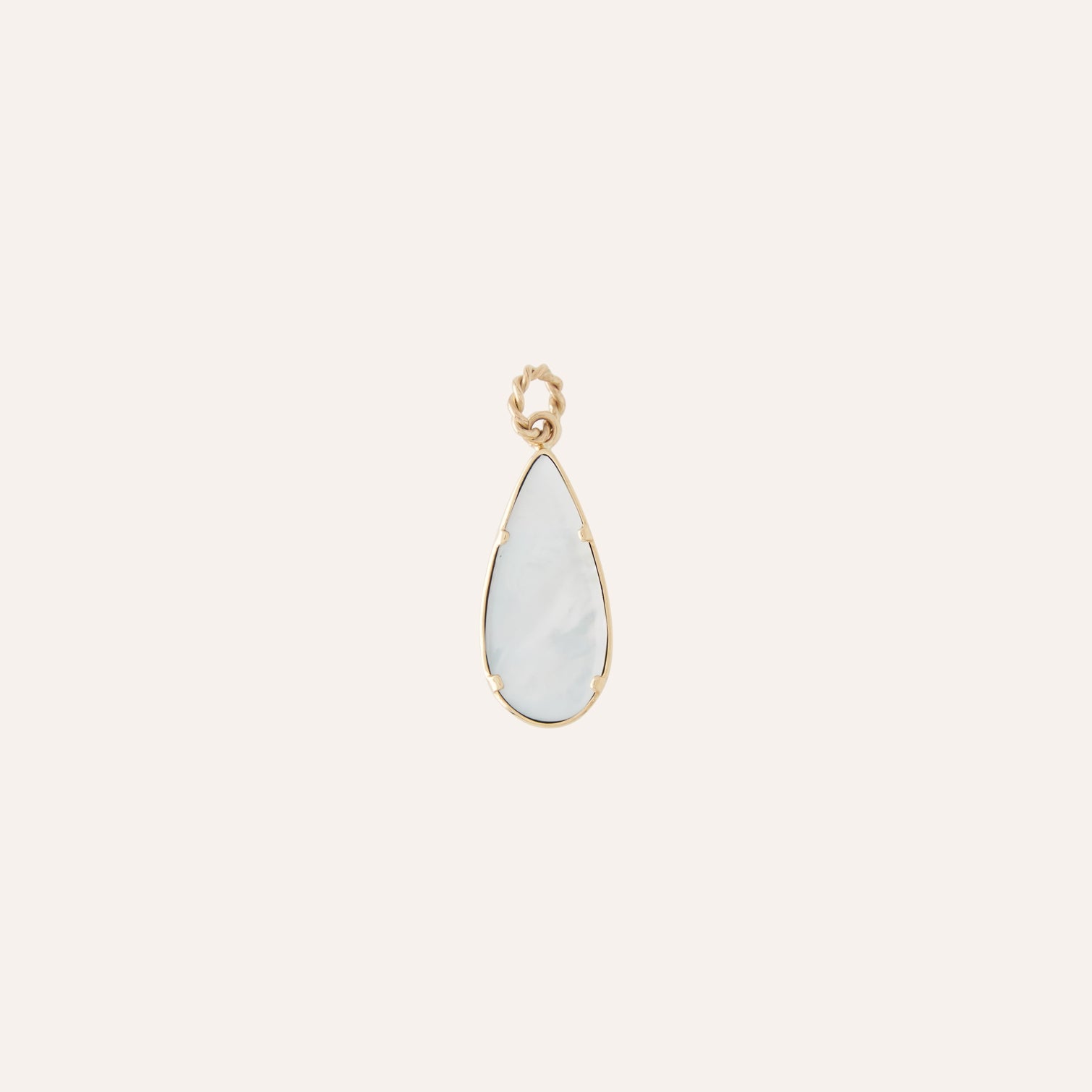 14K Opalized Fossil Aqua Teardrop Charm