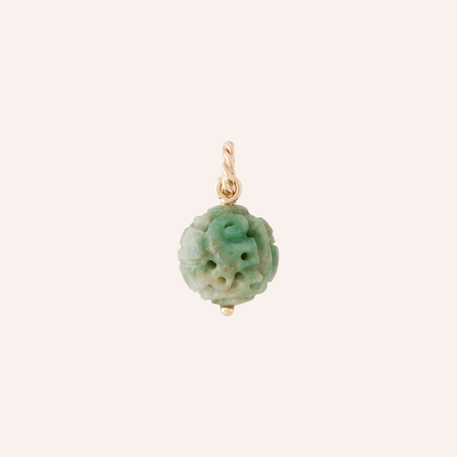 14K White Jade Carved Charm