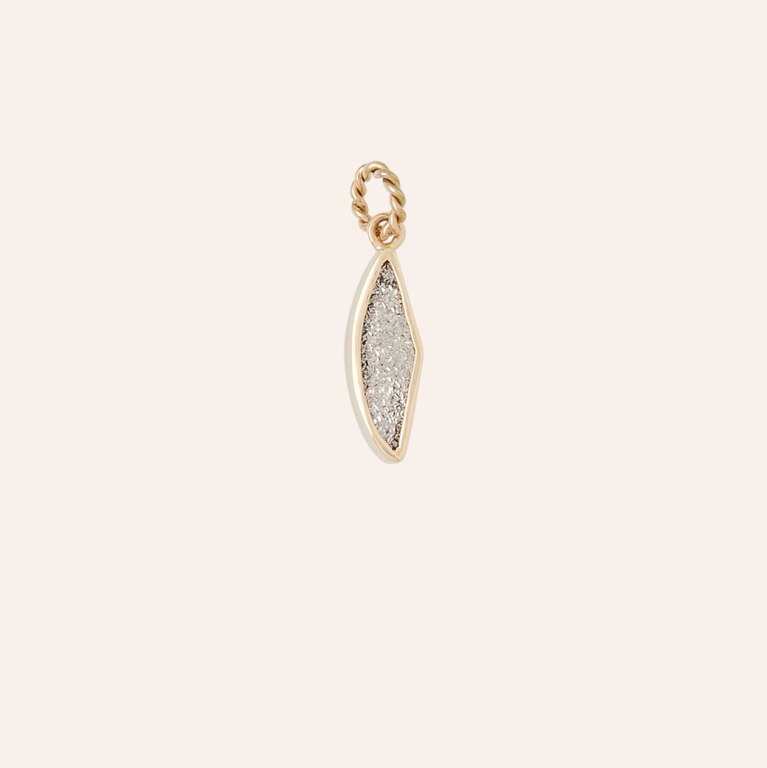 14K Platinum Druzy Small Wing Charm