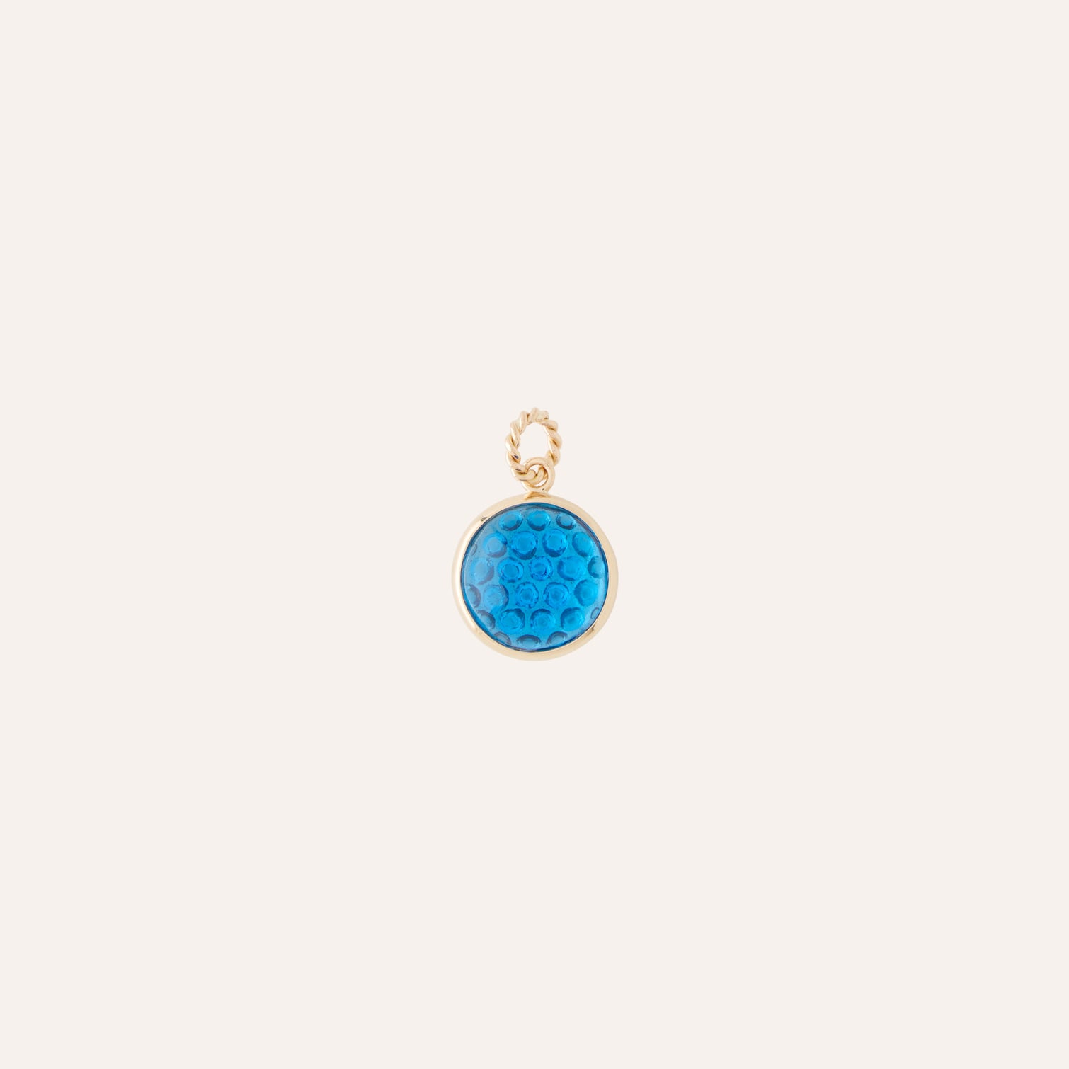 14K Vintage Blue Glass Reflector Charm