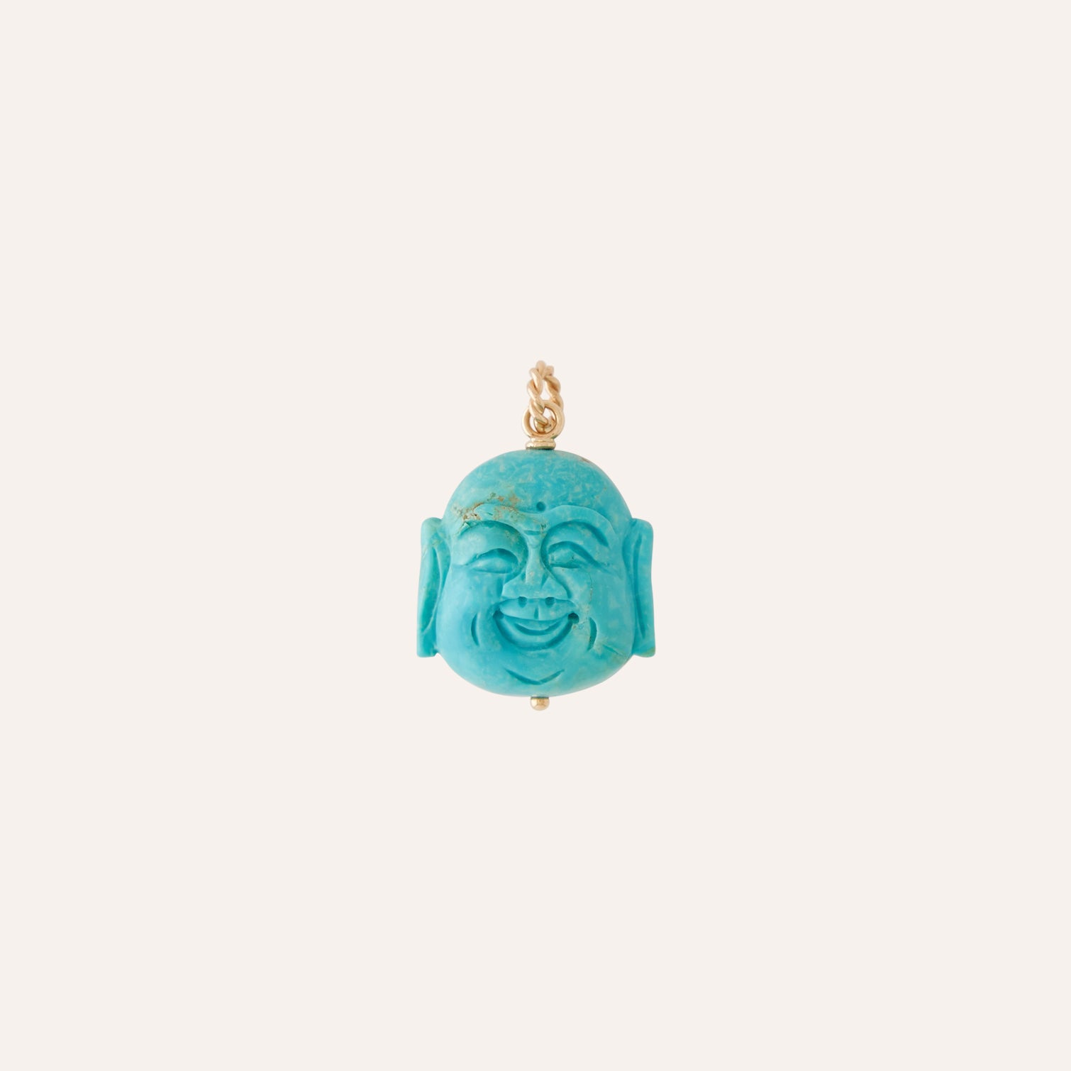 14K Turquoise Carved Buddha Charm