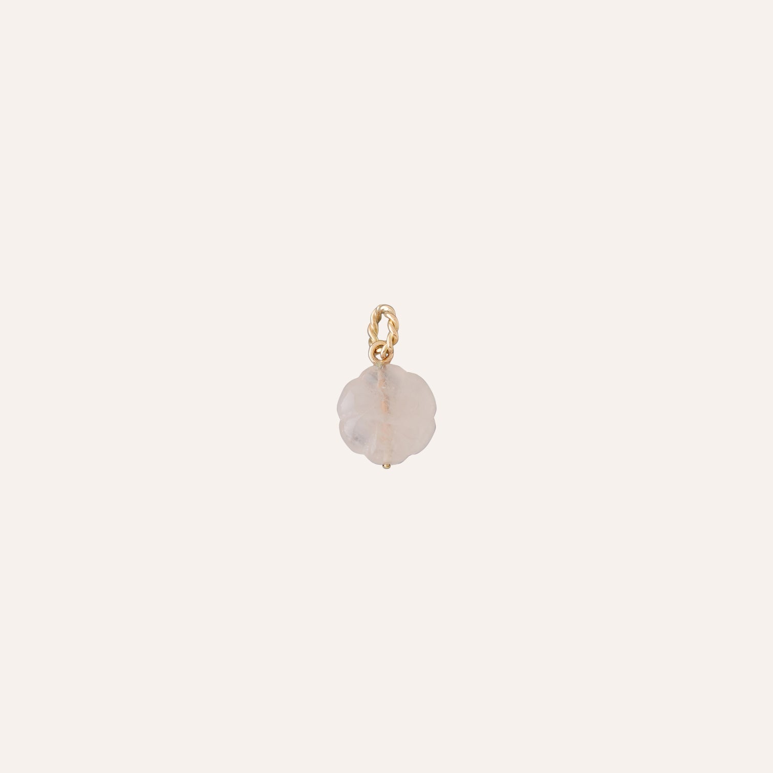 14K Rose Quartz Flower Charm