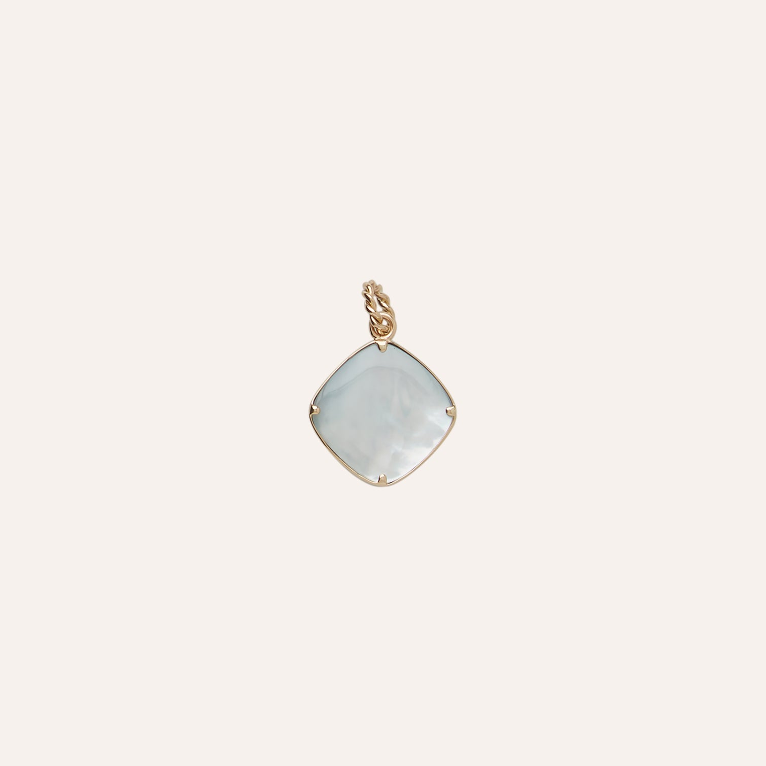 18K Blue Aquamarine Square Cabochon Charm