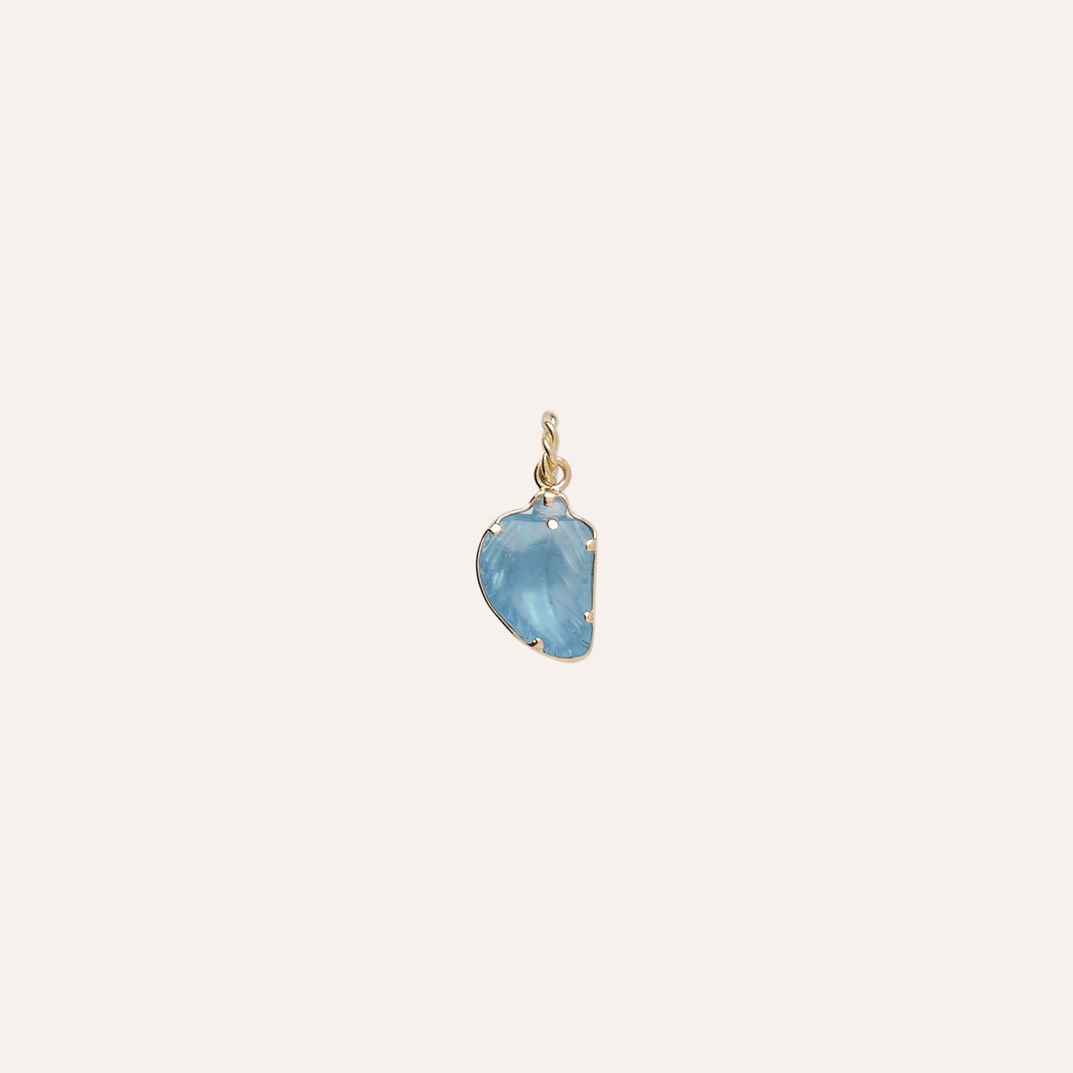 18K Aquamarine Leaf Charm