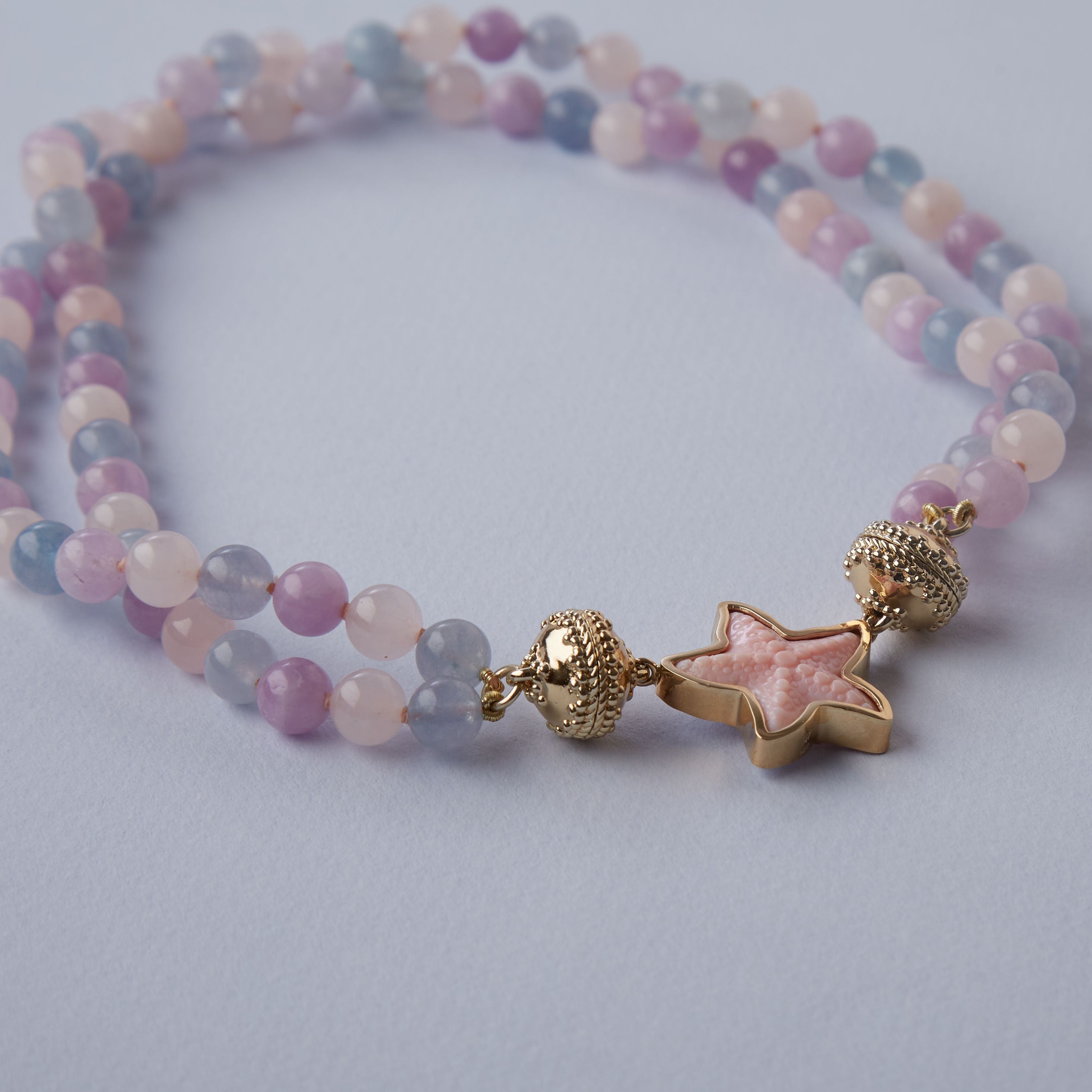 Victoire 8mm Amethyst & Rose Quartz Double-Strand Necklace