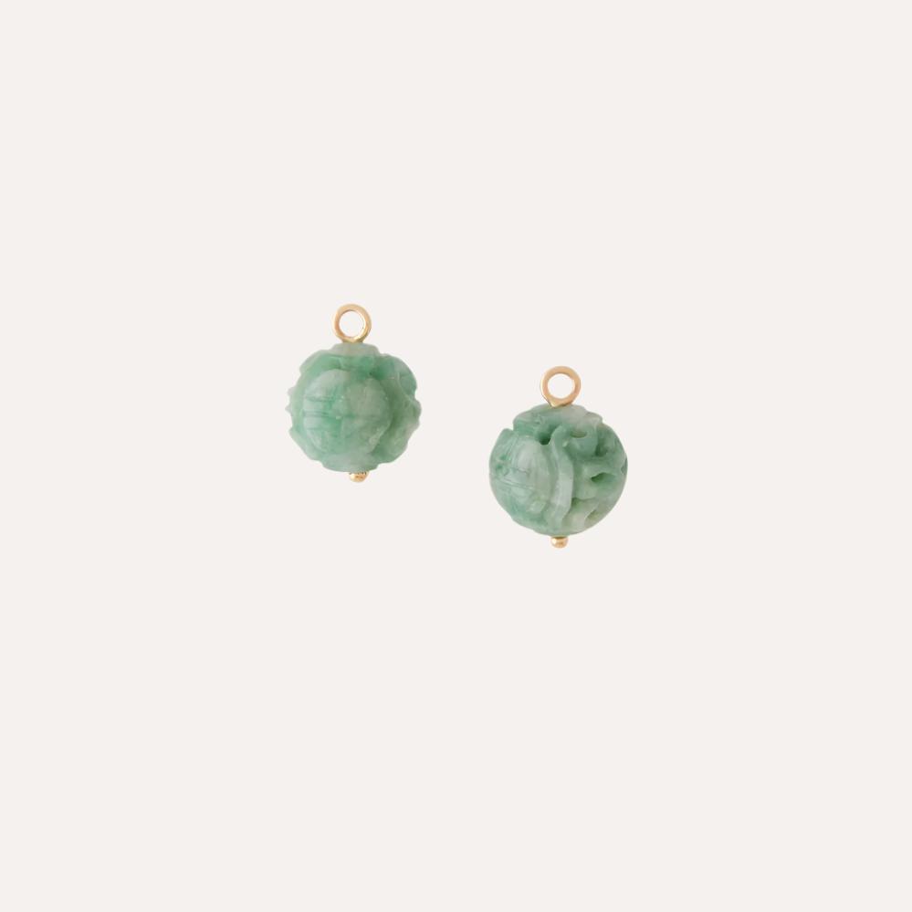 Carved Green Jade 12mm Earring Drops