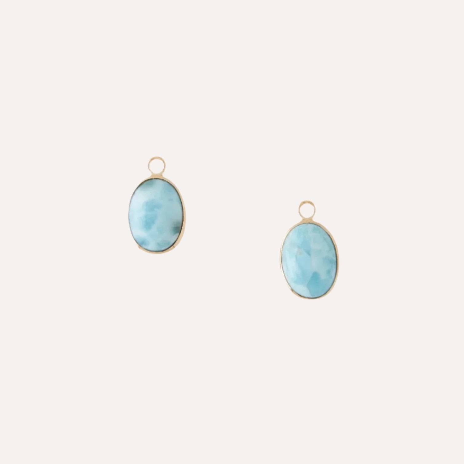 Larimar Oval Cabochon Earring Drops