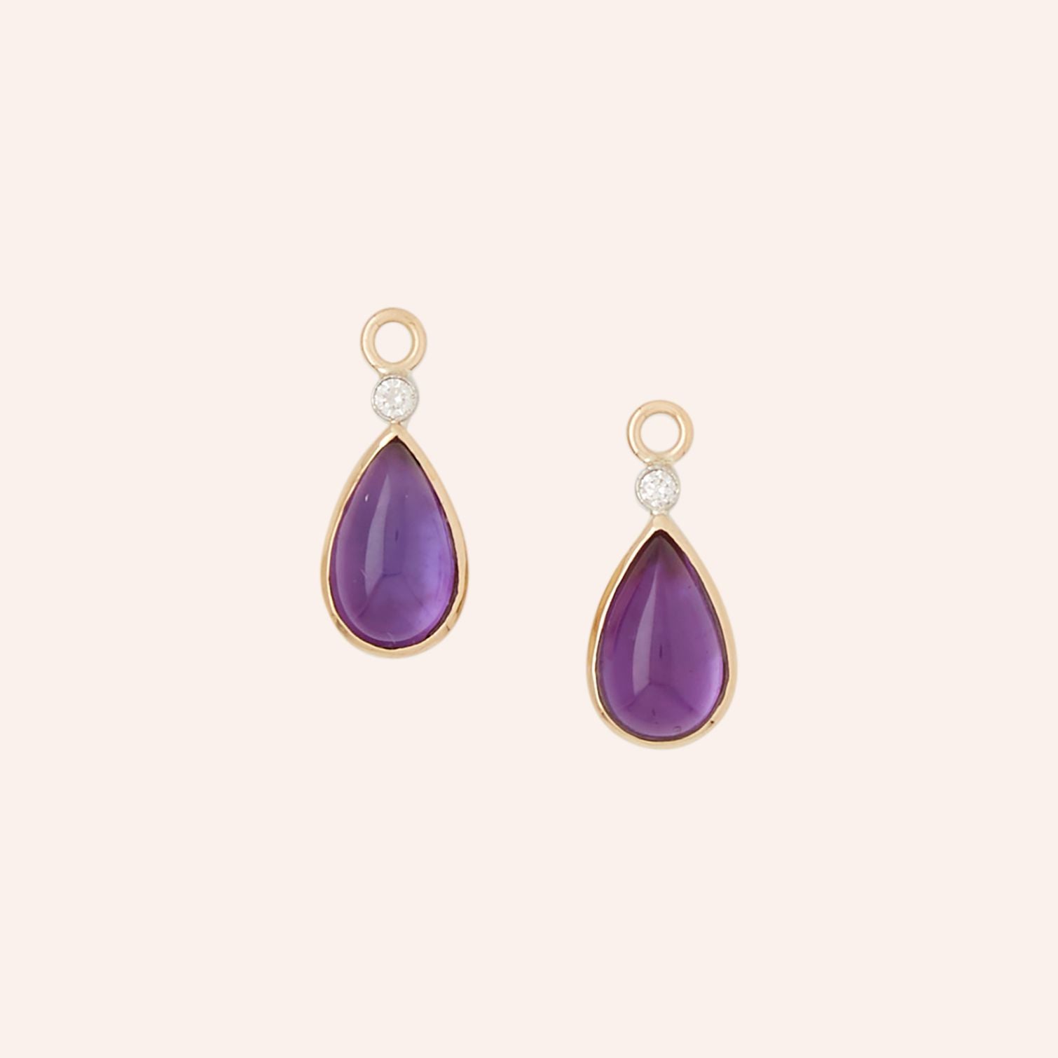 18K Candy Amethyst & Diamond Teardrop Earring Drops