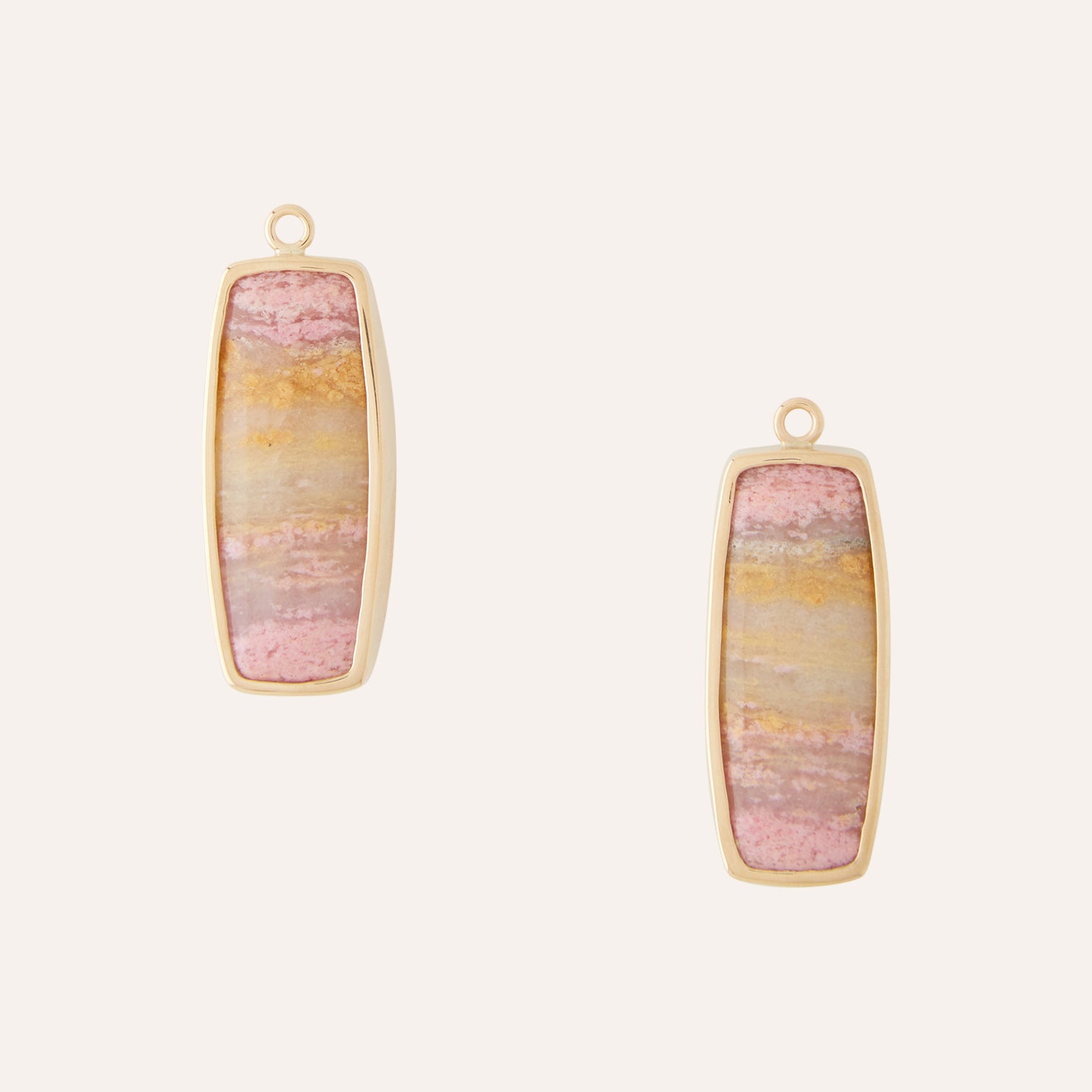 Rhodochrosite Curved Geometric Earring Drops