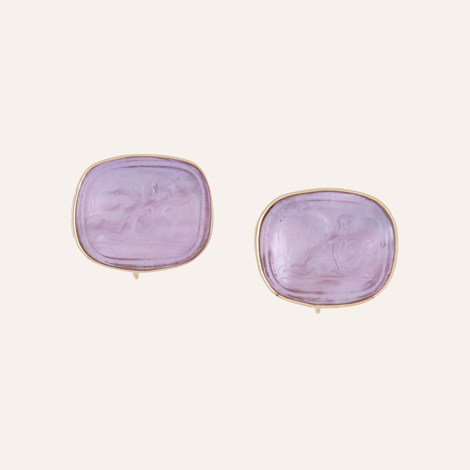 Classic Cherub Lilac Italian Glass Earrings