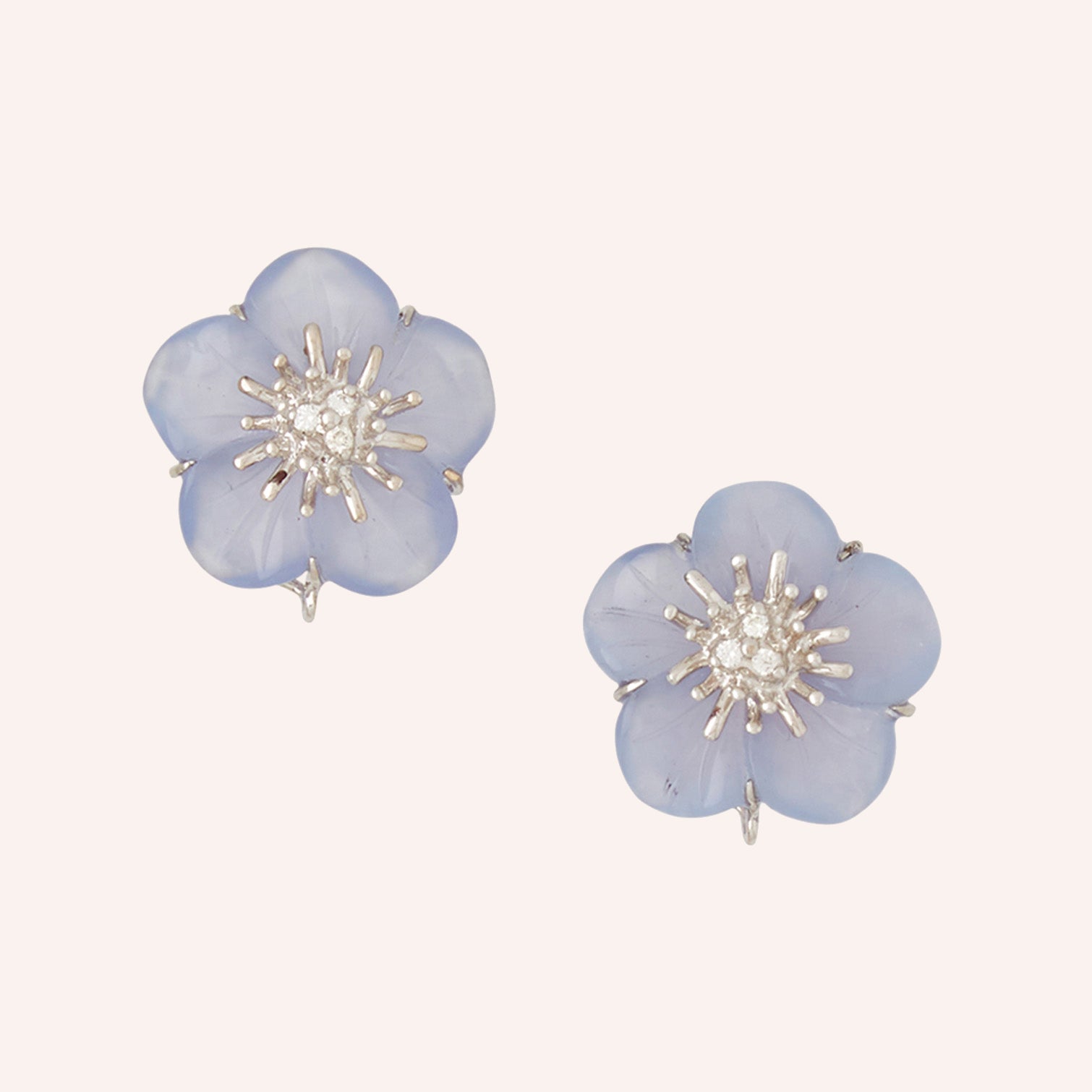 18K Chalcedony and Diamond Earrings