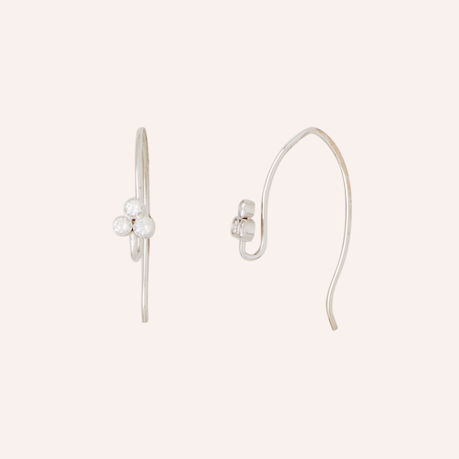 14K White Gold and Diamond Filigree Gold Thread Earrings