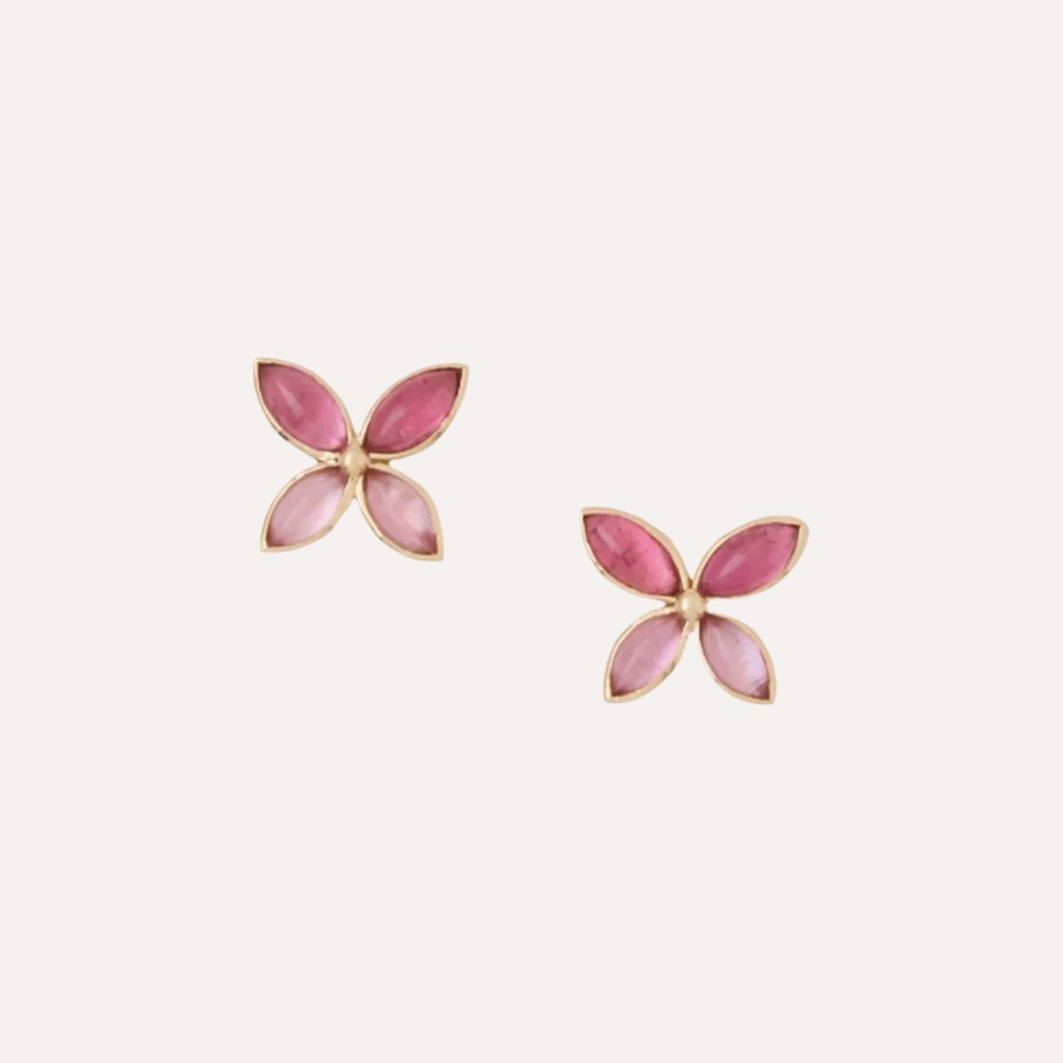 Candy Rubellite & Pink Tourmaline Butterfly Cabochon Earrings