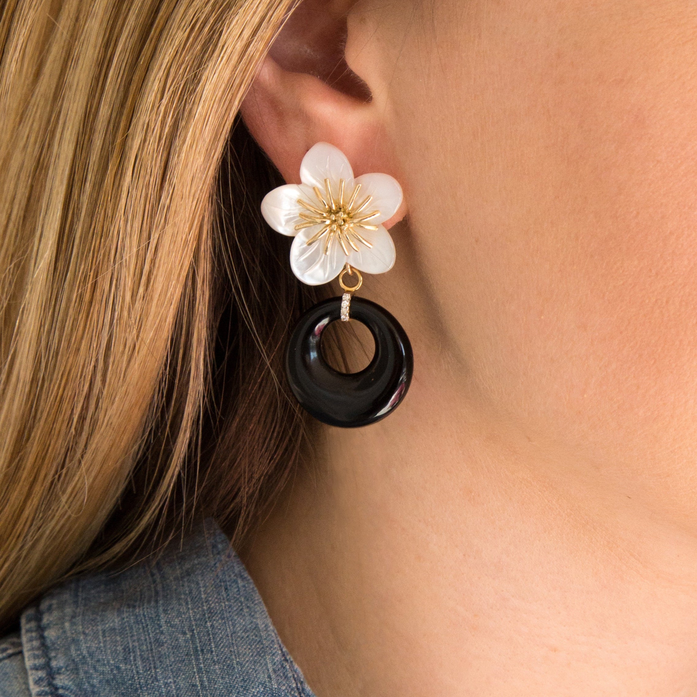 14K Cherry Blossom Earrings