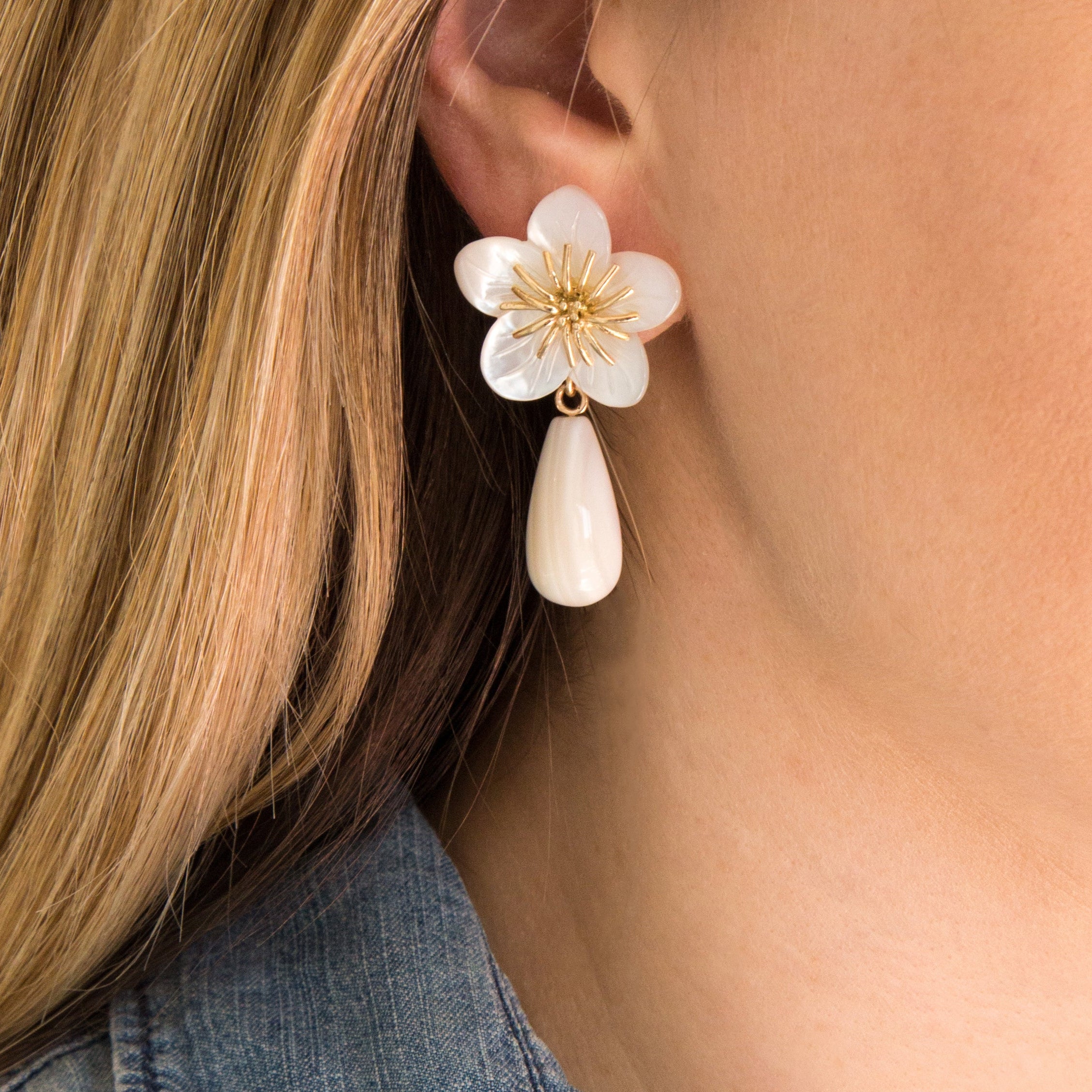 14K Cherry Blossom Earrings