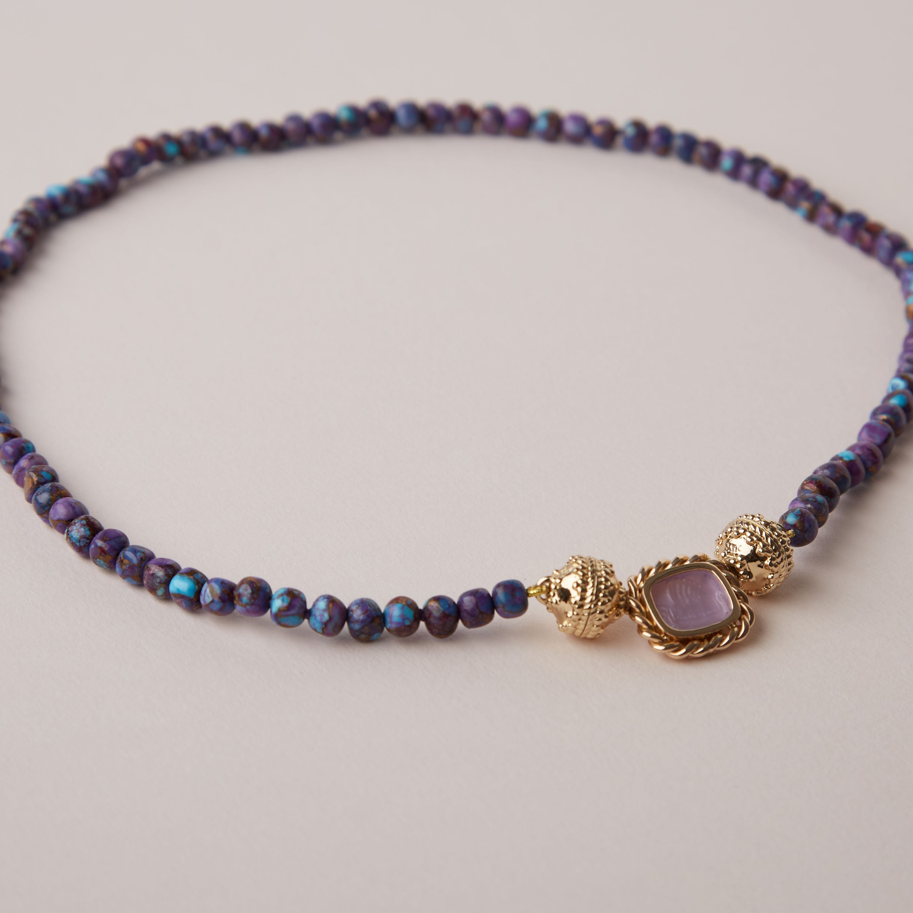 Victoire 4mm Reconstituted Mohave Purple and Kingman Turquoise Mini Necklace