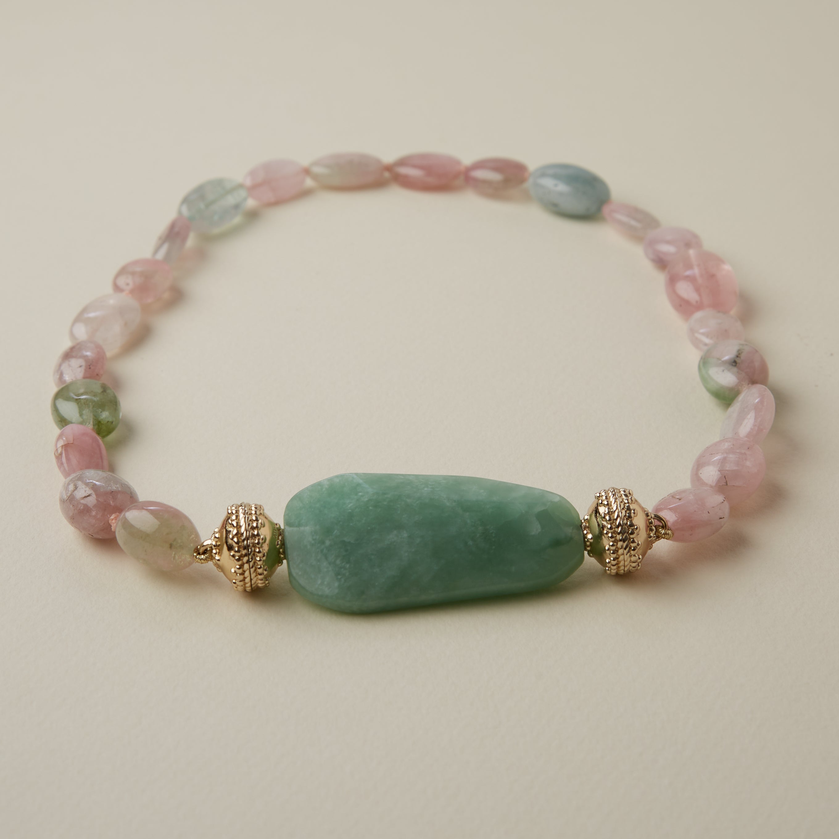 Helen Pink & Green Tourmaline Tumbled Necklace