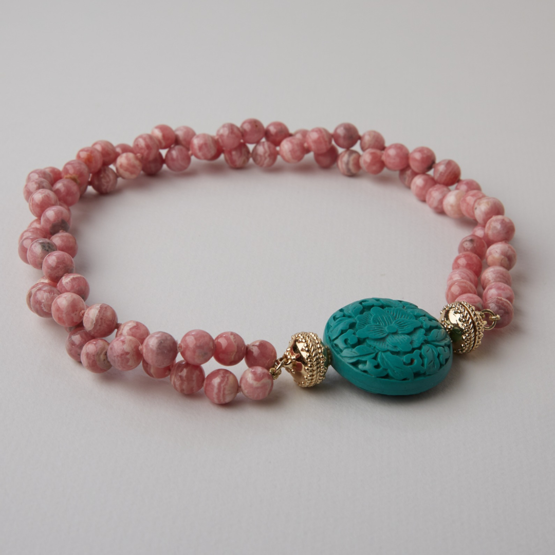 Victoire 8mm Rhodochrosite Double-Strand Necklace