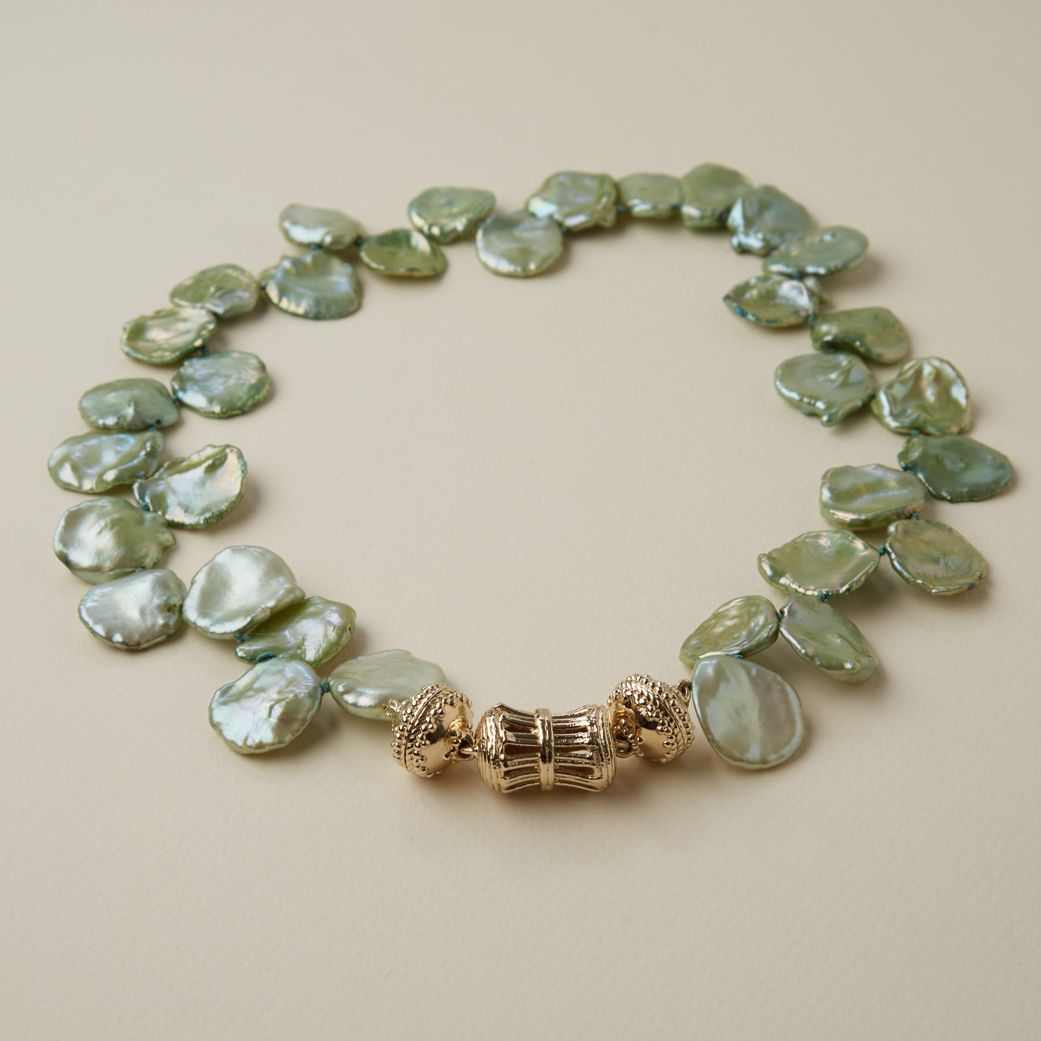 Medium Dyed Green Freshwater Keshi Pearl Necklace