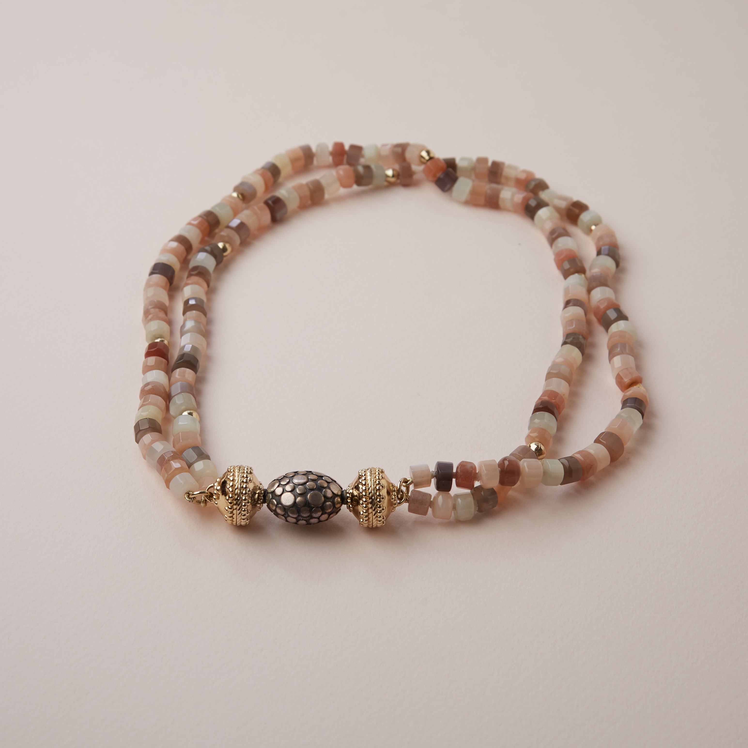 Peppercorn Multi-Colored Moonstone Double Strand Necklace