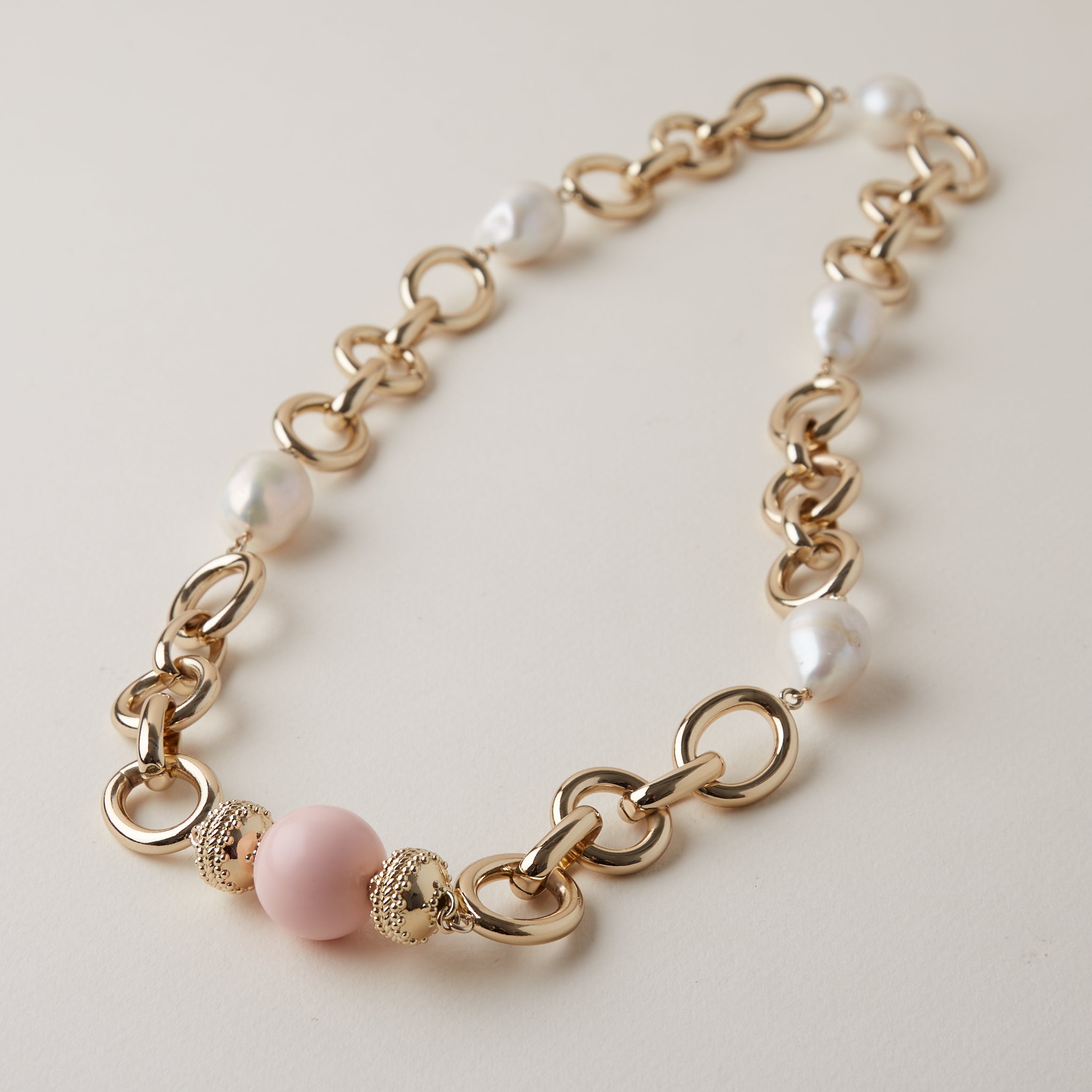 Gold Coast Necklace 2.0 with Freshwater White Baroque Pearls