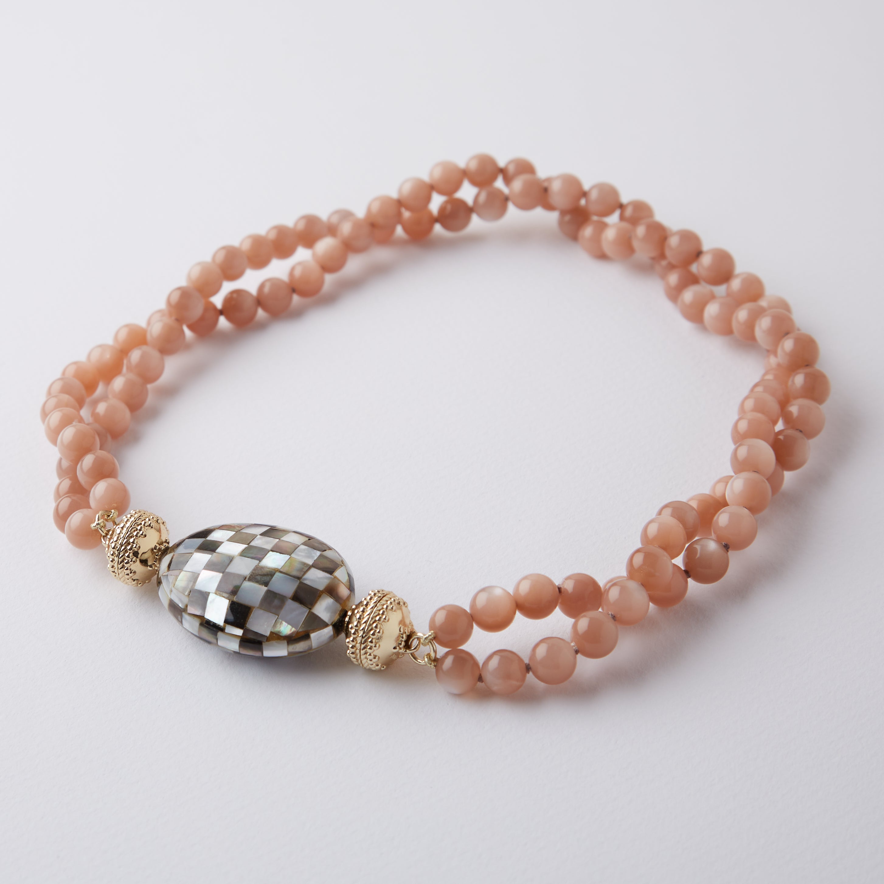 Victoire 8mm Peach Moonstone Double-Strand Necklace