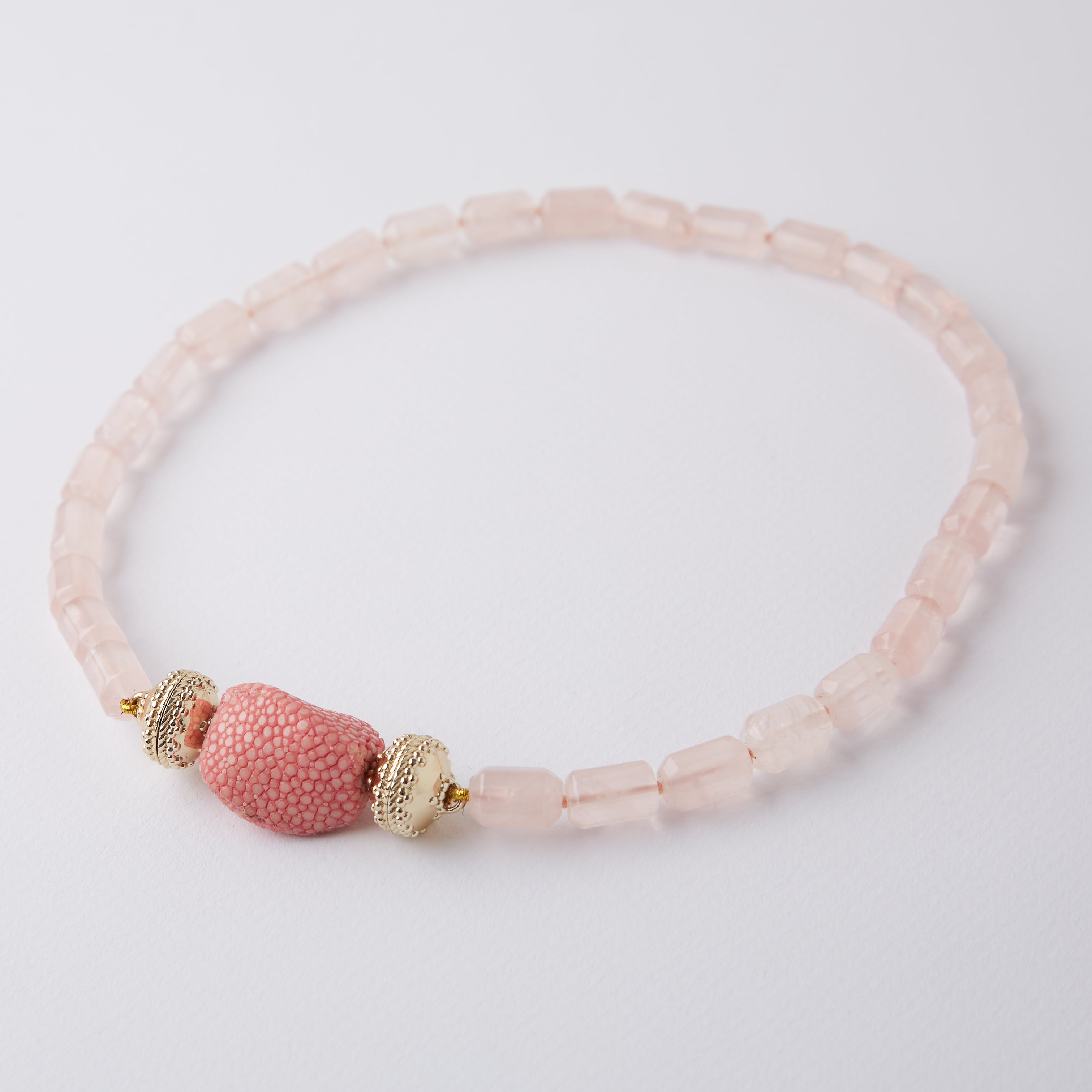 Rose Quartz Barrel Necklace