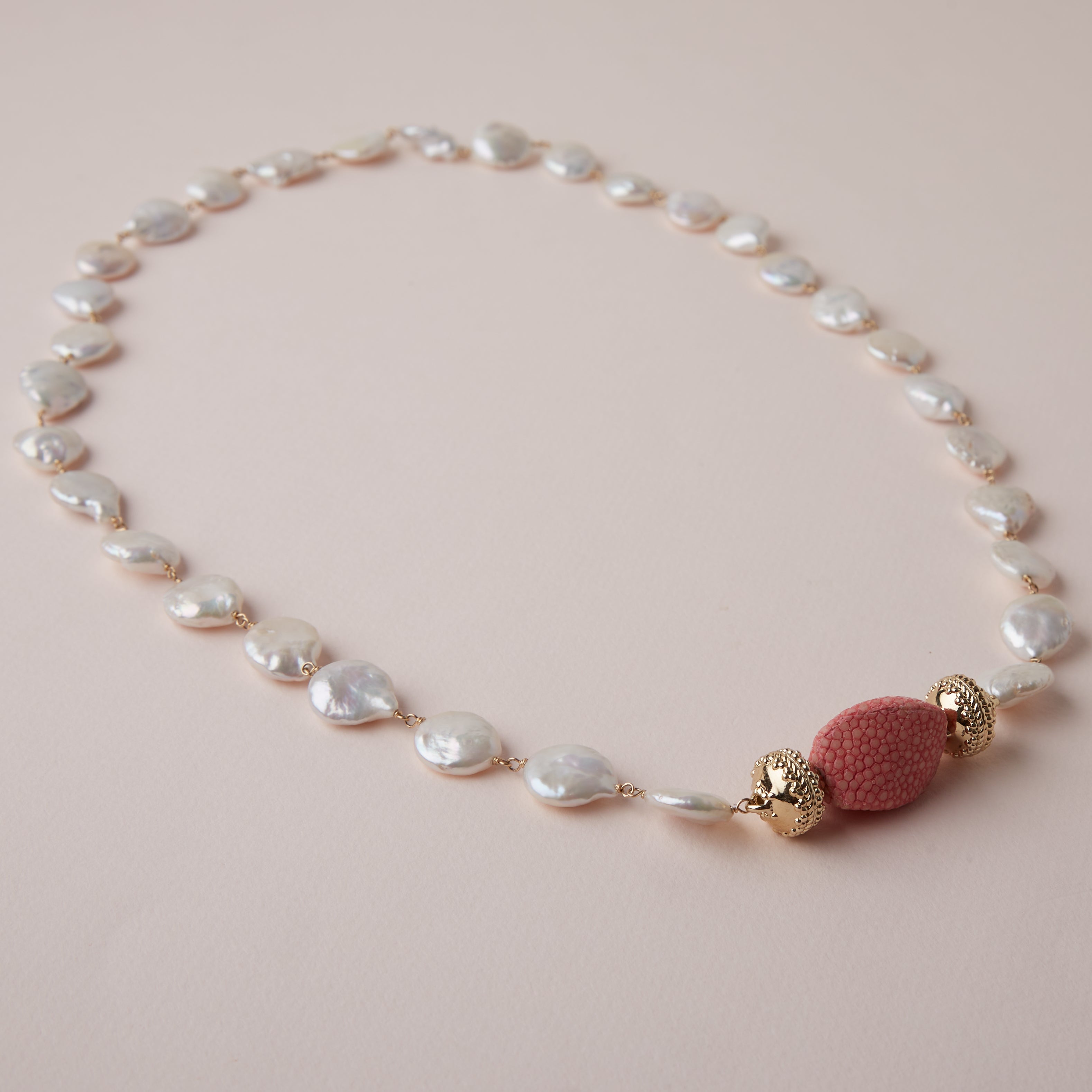 Caspian 14mm Coin Pearl Necklace