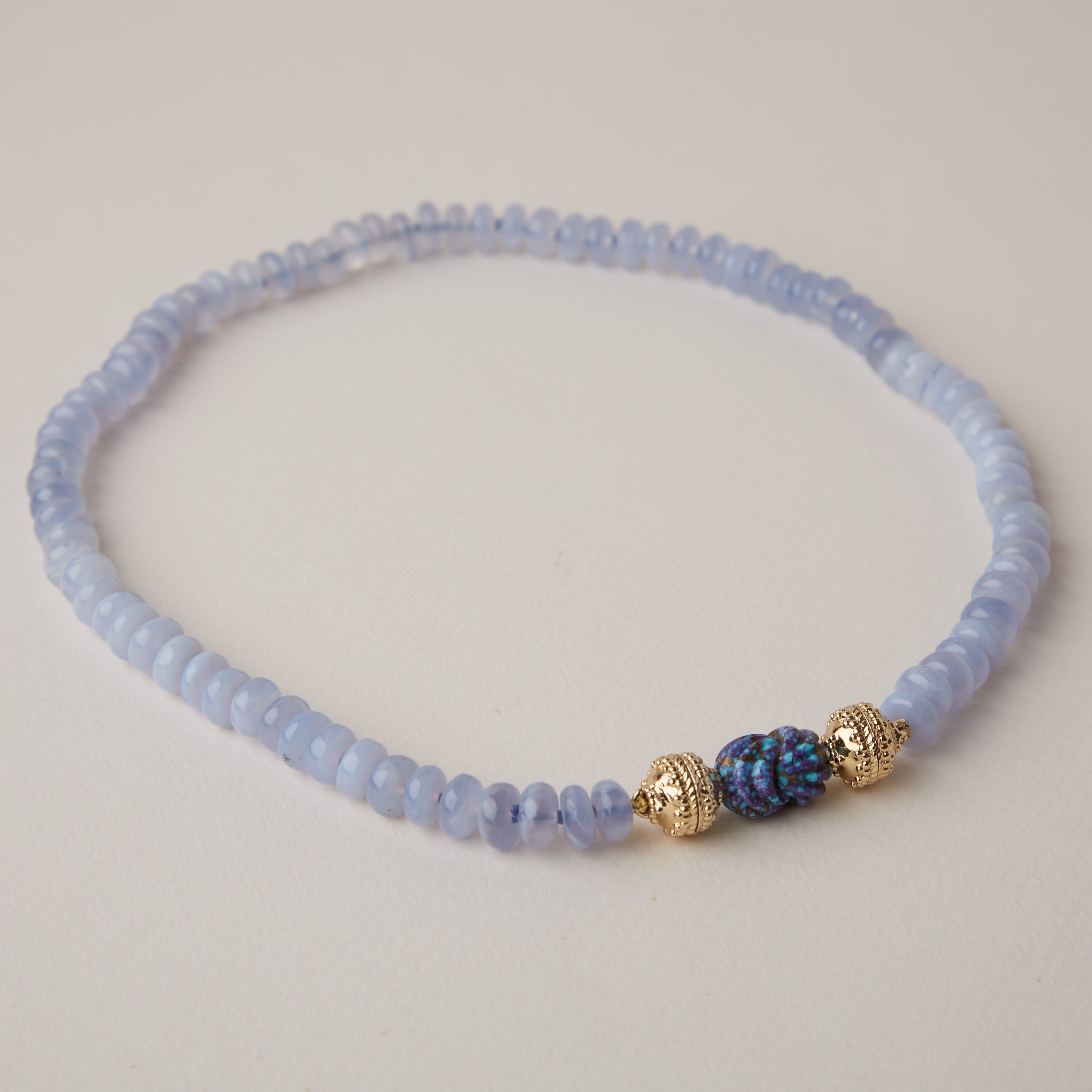 Chalcedony Rondelle Mini Necklace