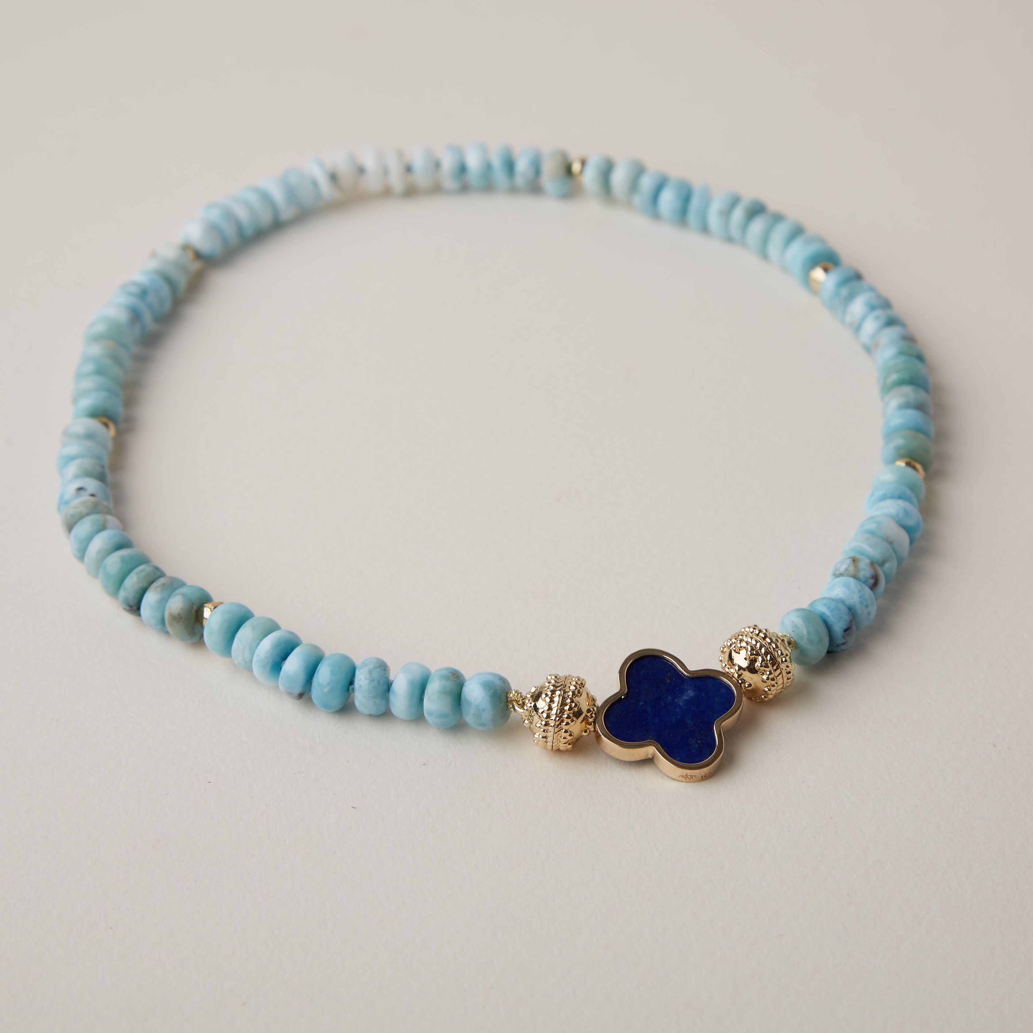 Peppercorn Larimar Rondelle Mini Necklace