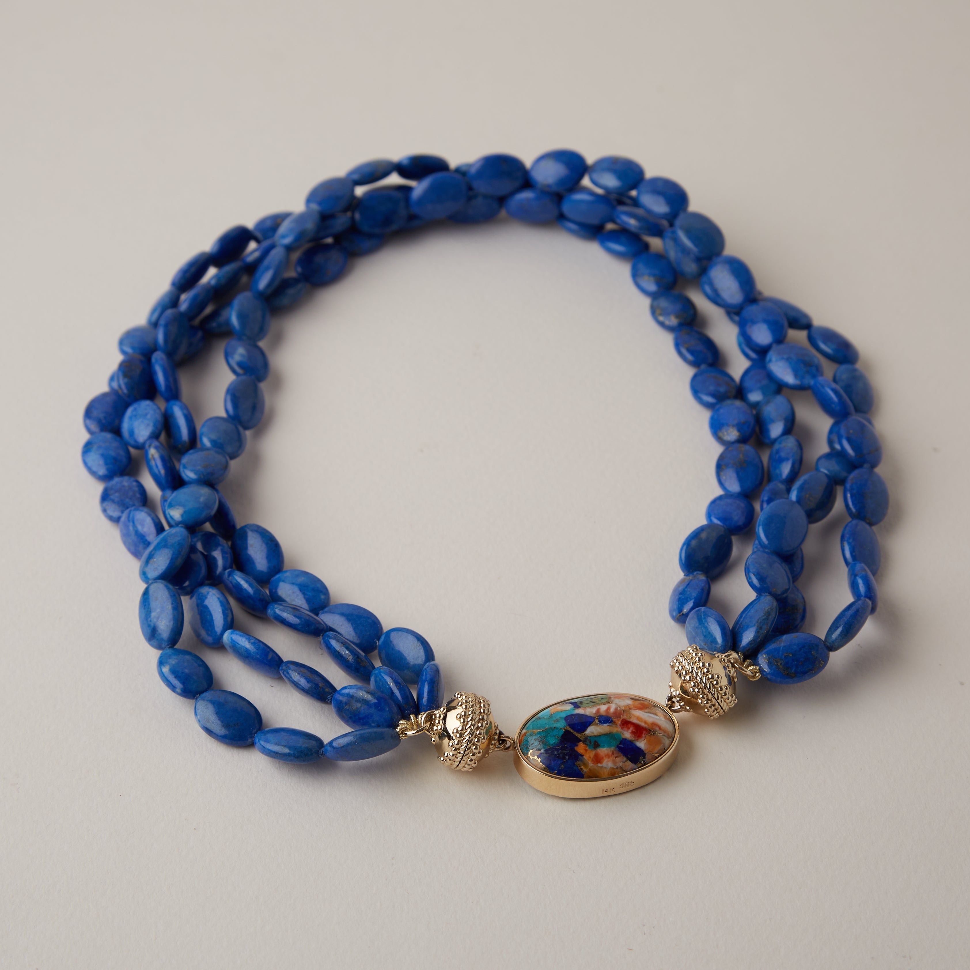 Helen Tumbled Lapis Beaded Necklace