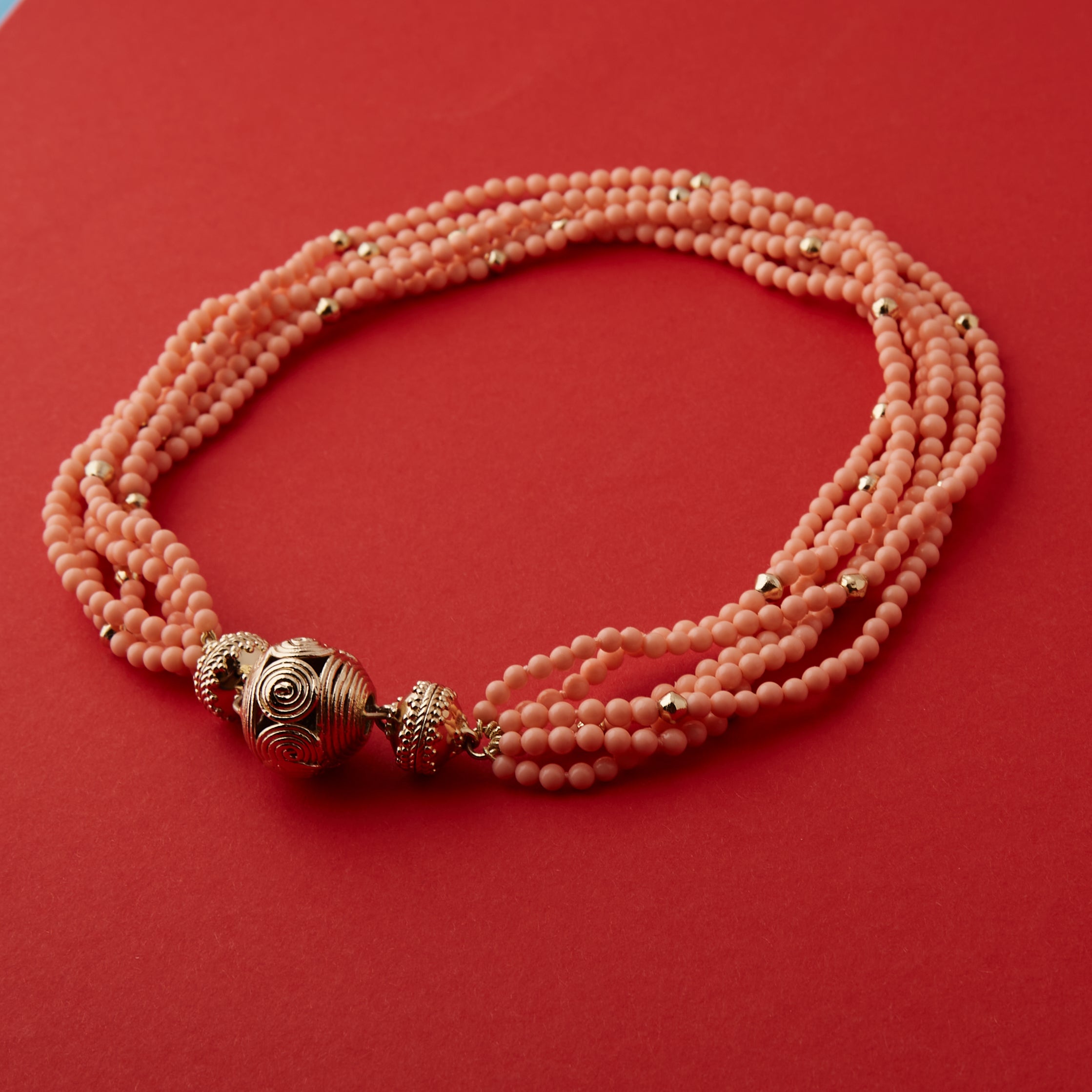 Peppercorn Reconstituted Peach Coral Necklace