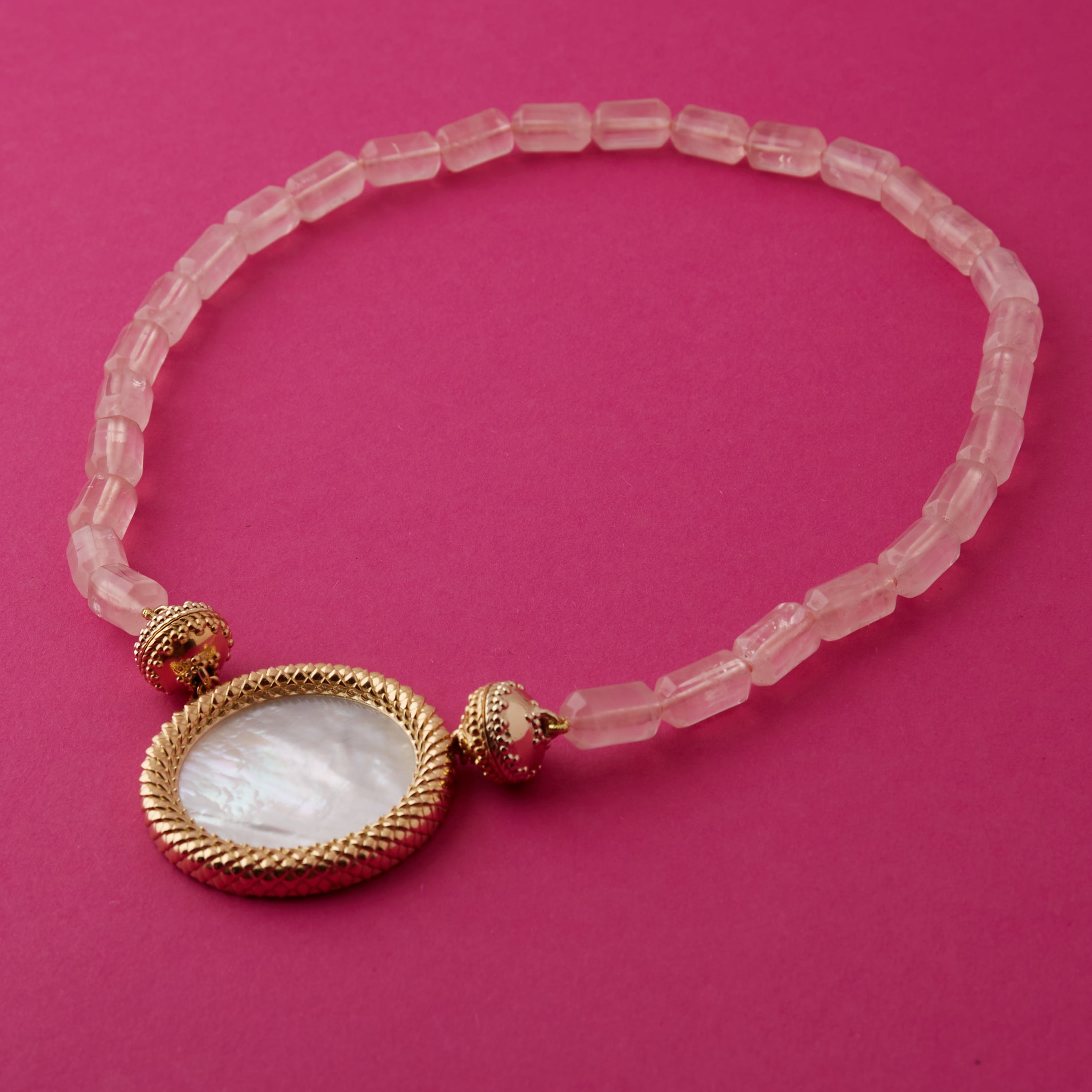 Rose Quartz Barrel Necklace