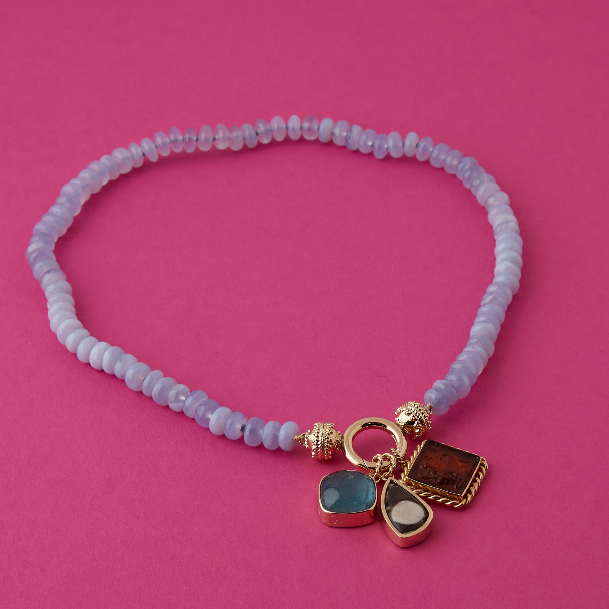 Chalcedony Rondelle Mini Necklace