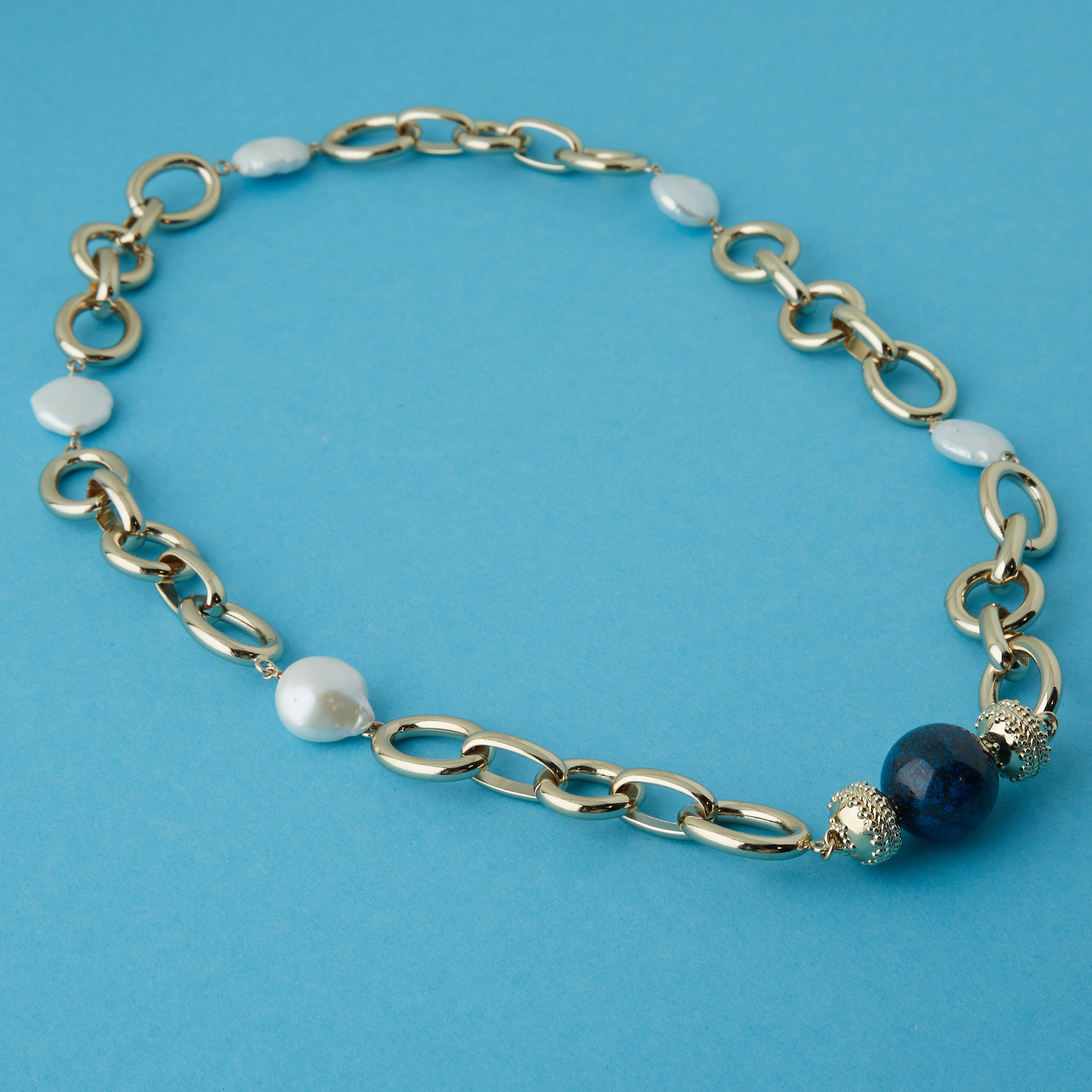 Gold Coast Necklace 2.0 with Freshwater White Baroque Coin Pearls