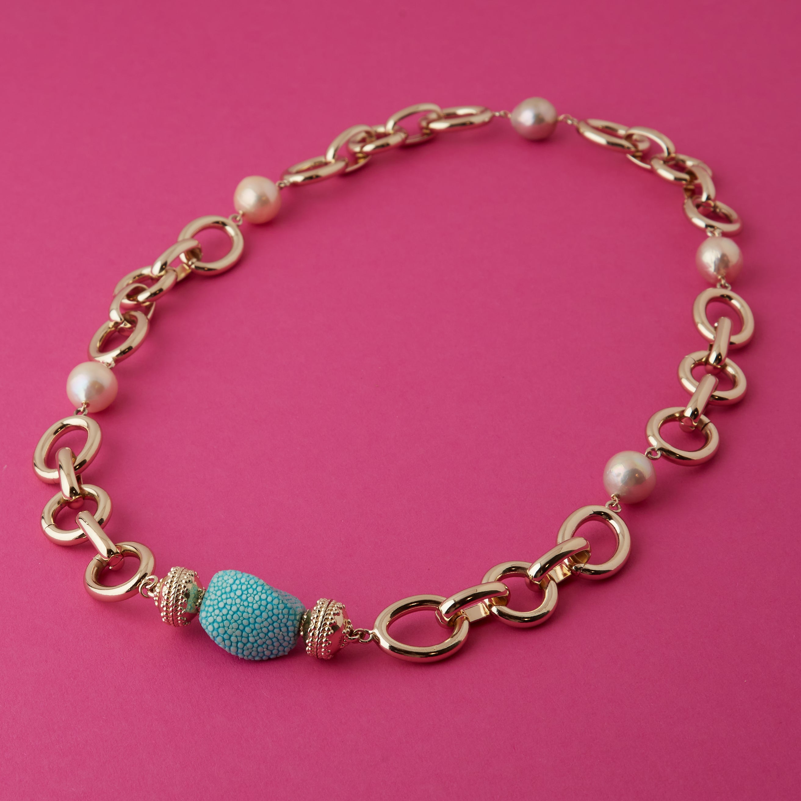 Gold Coast Necklace 2.0 with Pink Freshwater Pearls