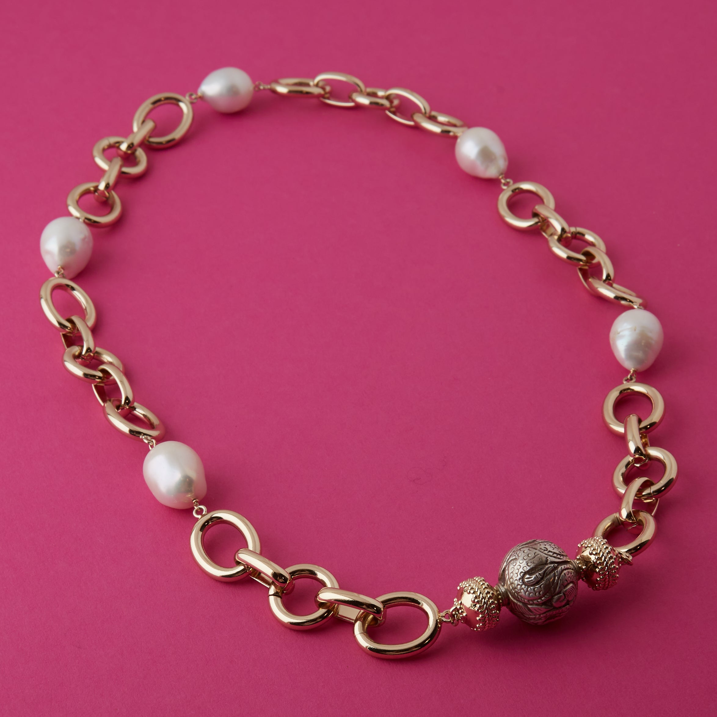 Gold Coast Necklace 2.0 with Freshwater White Baroque Pearls