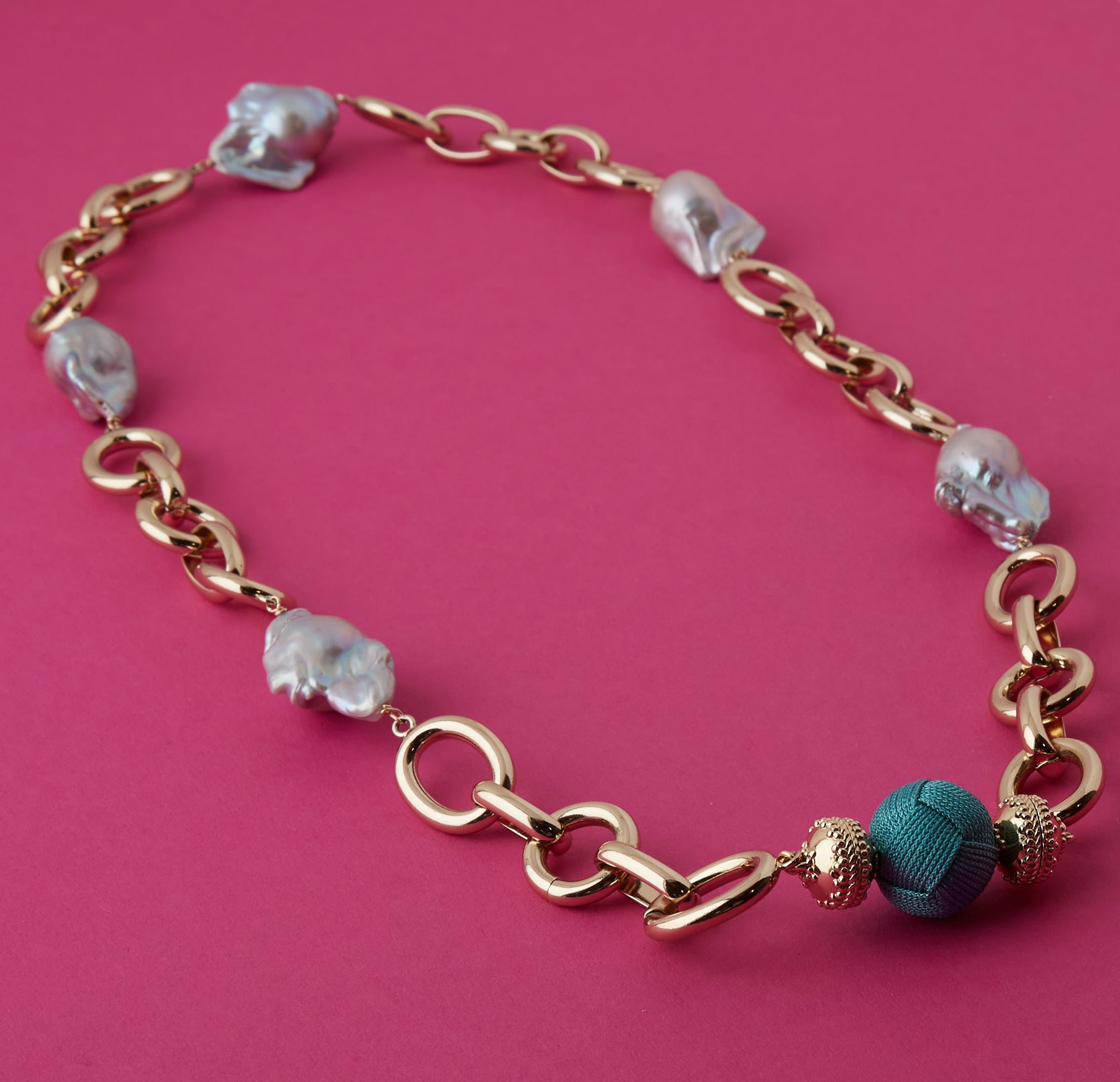 Gold Coast Necklace 2.0 with Freshwater Grey Glacier Baroque Pearls