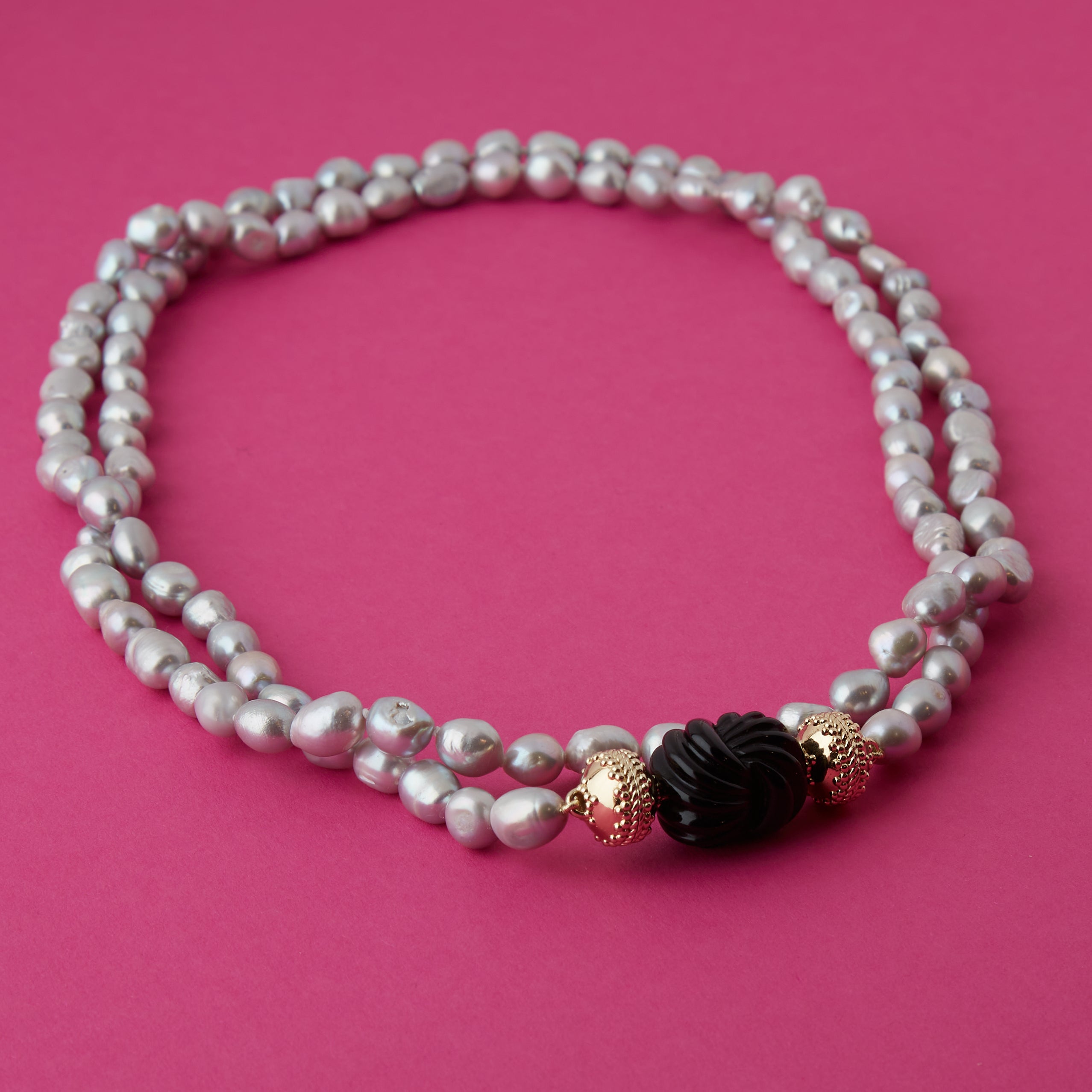 Grey Baroque Pearl Opera Necklace