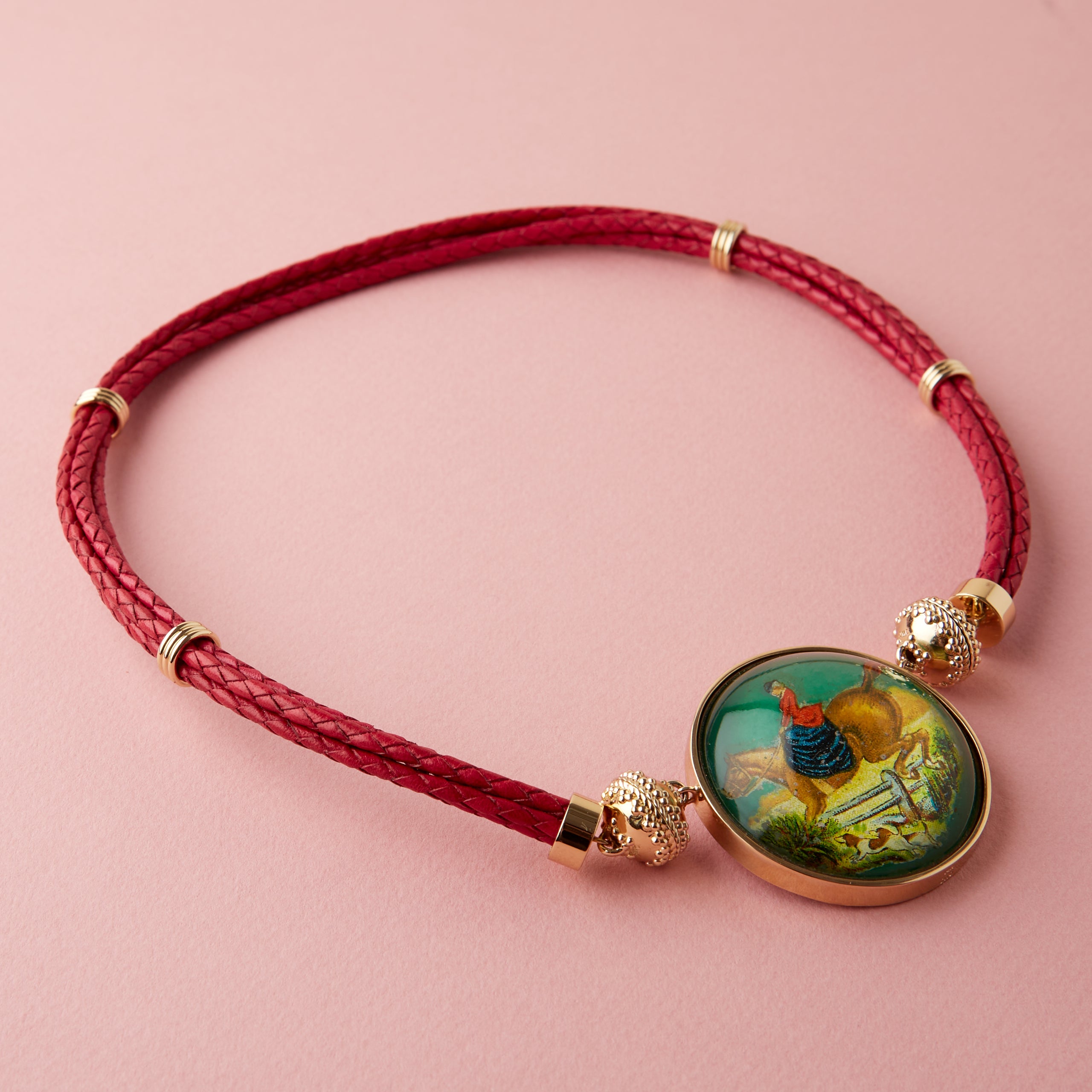 Aspen Braided Mediterranean Magenta Leather Necklace