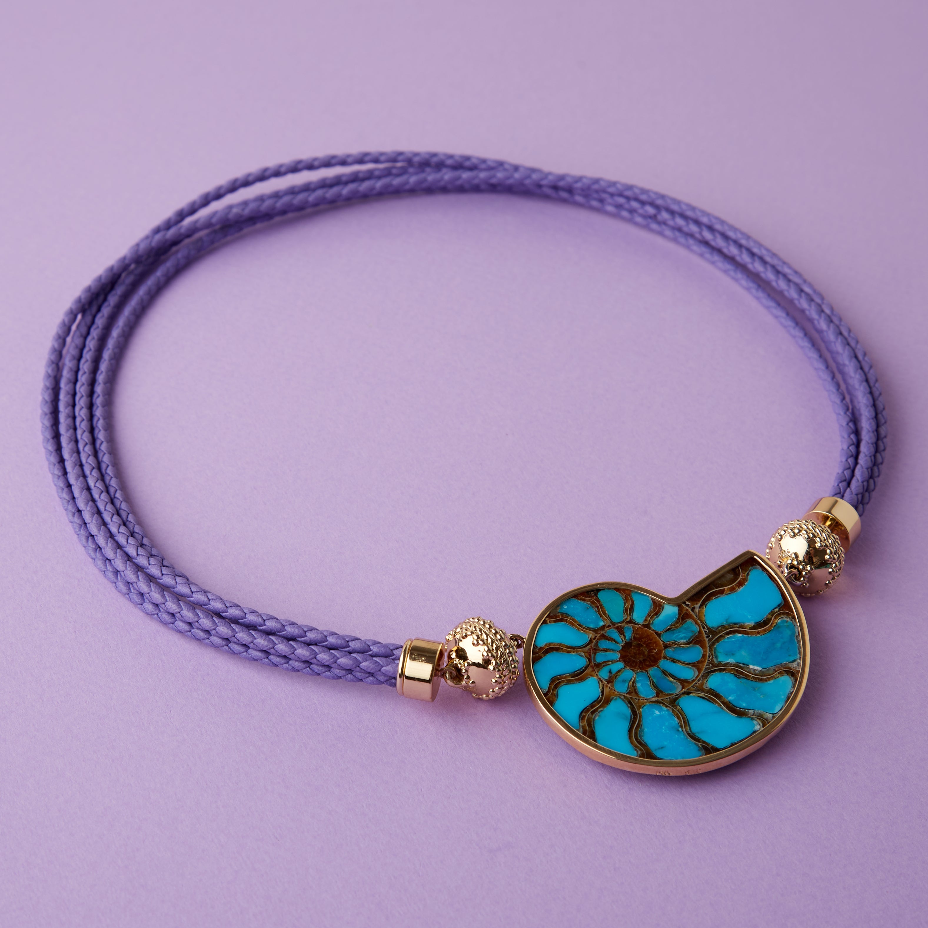 Wellington Lavendar Braided Leather Necklace